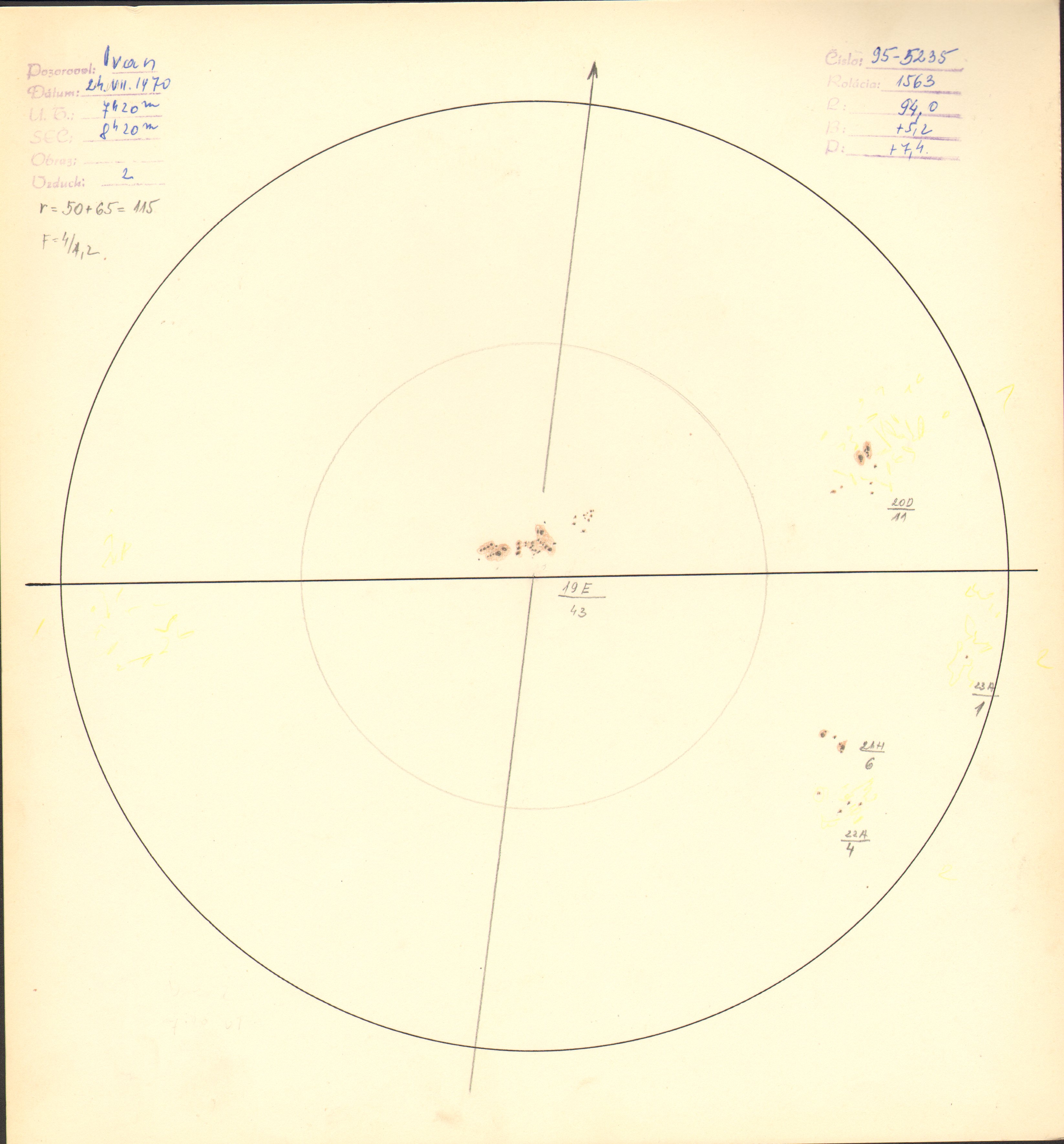 Obrázok zákresu Slnka na deň 24.07.1970