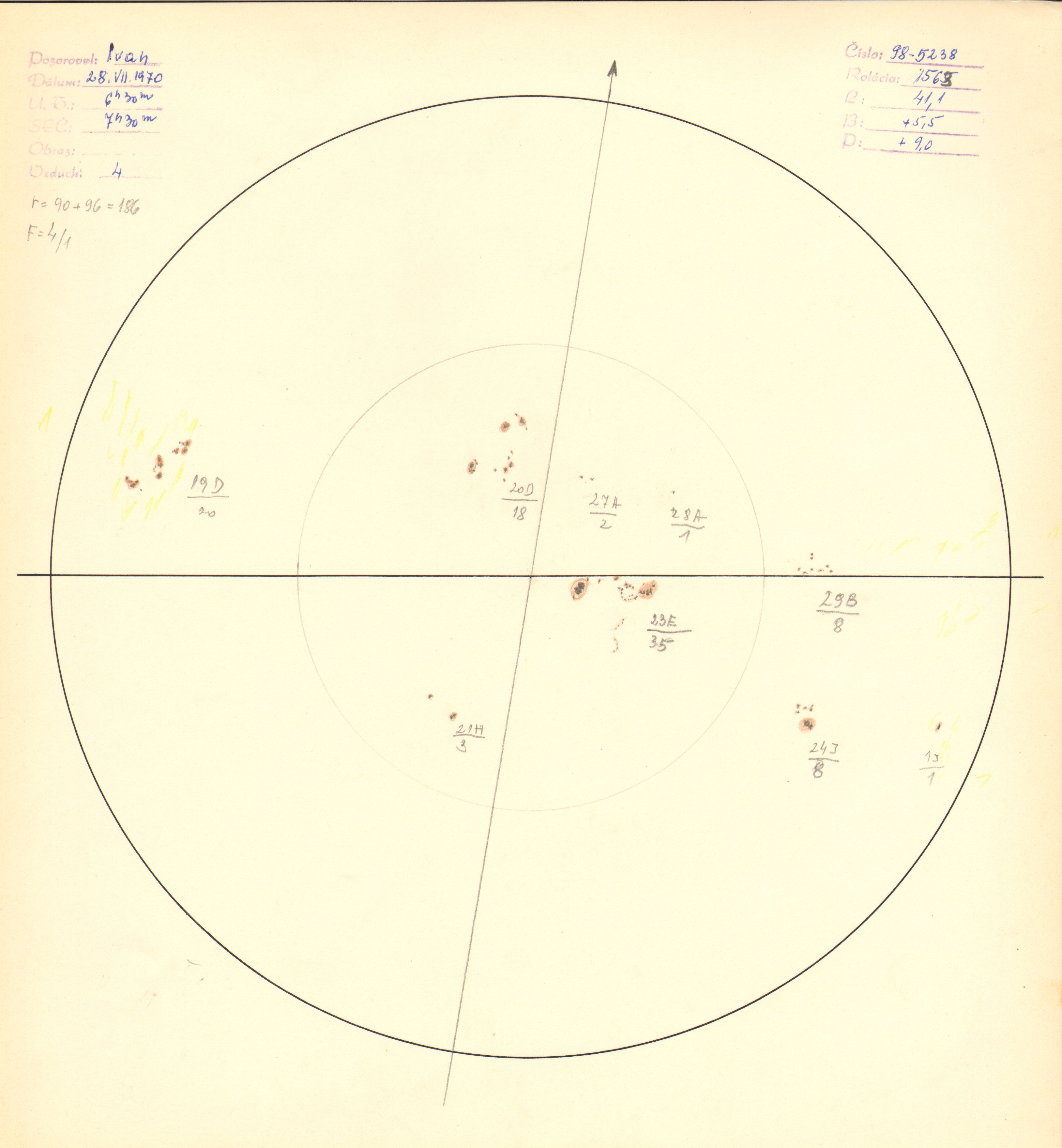Obrázok zákresu Slnka na deň 28.07.1970
