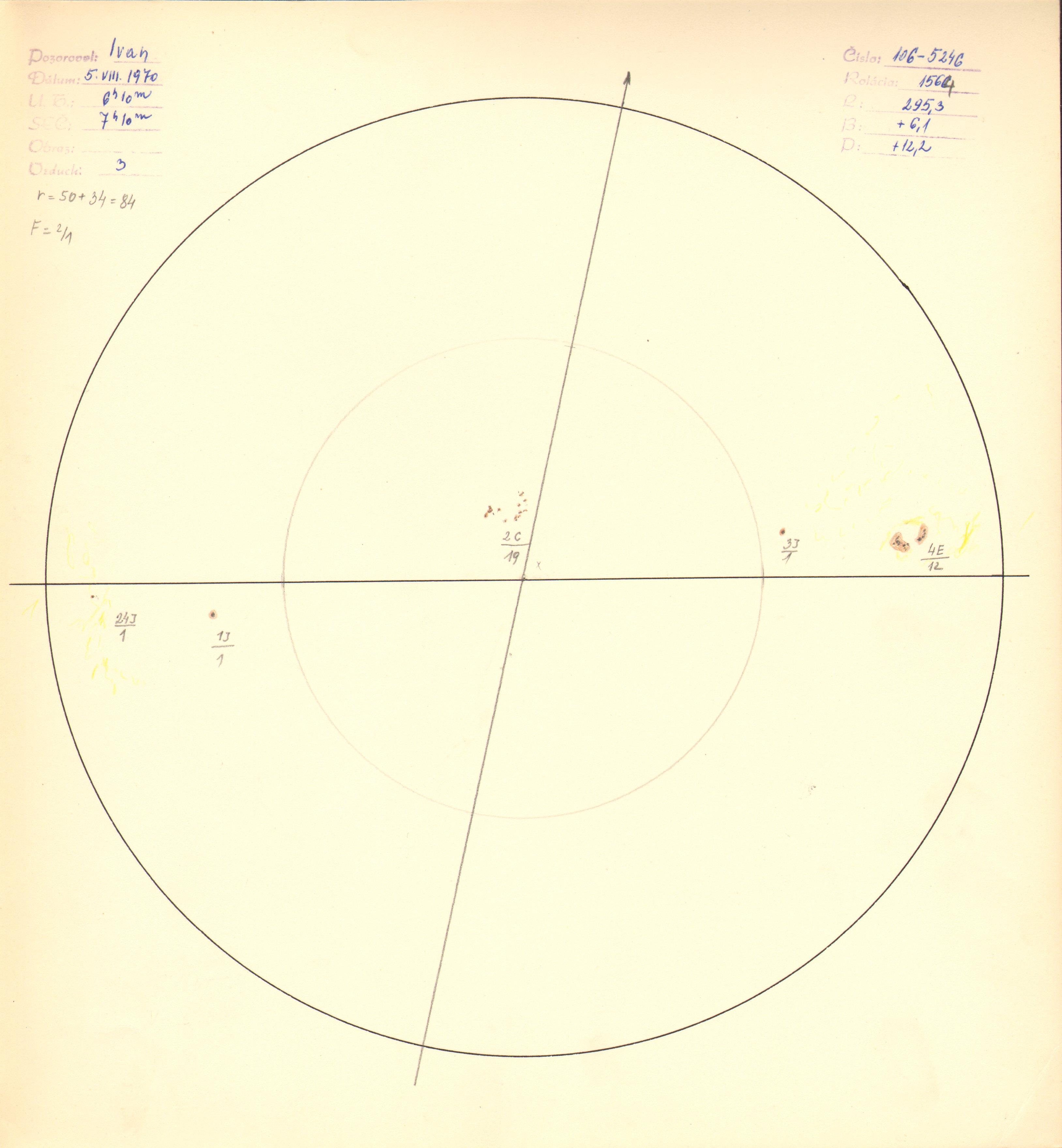 Obrázok zákresu Slnka na deň 05.08.1970