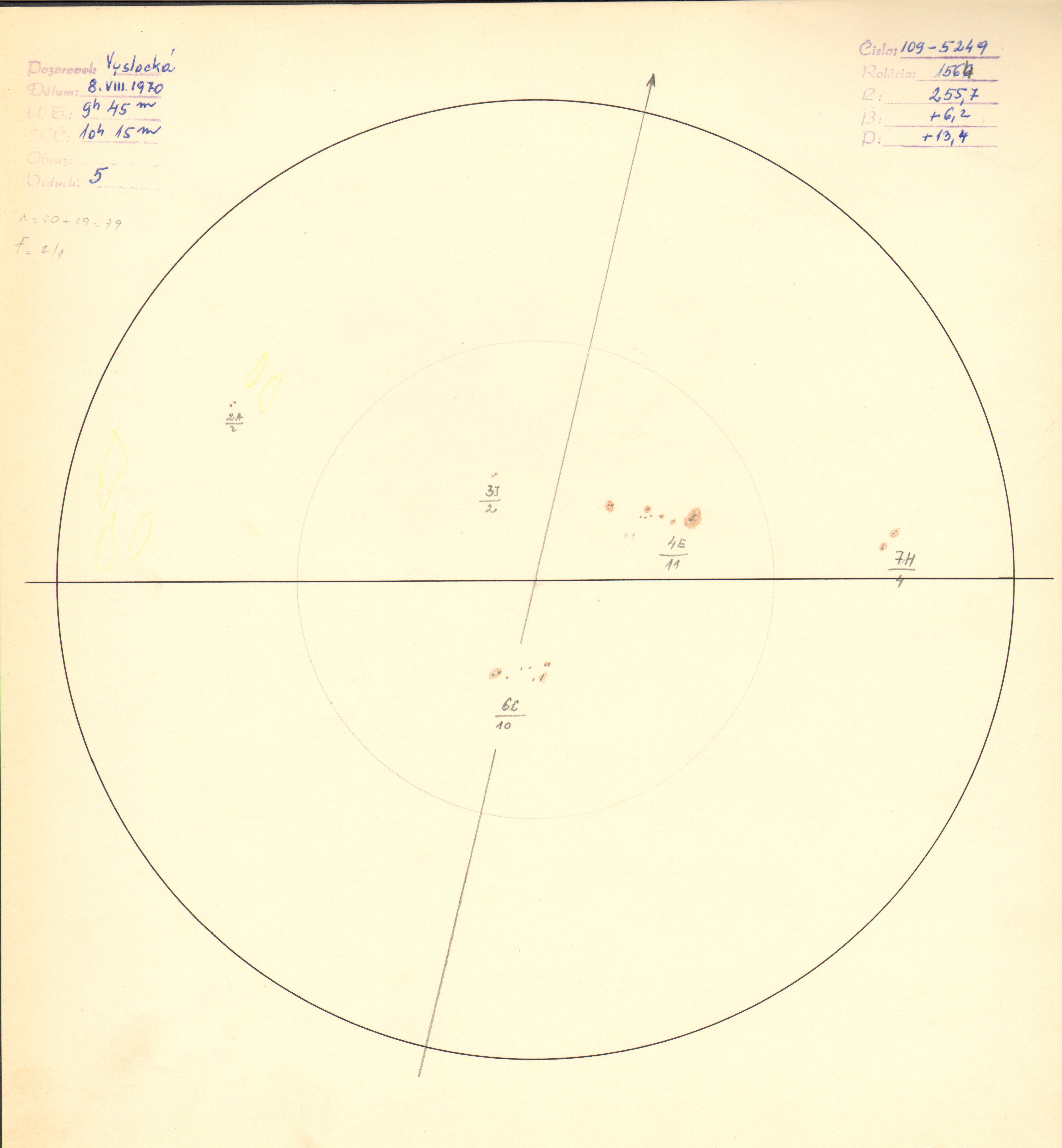 Obrázok zákresu Slnka na deň 08.08.1970
