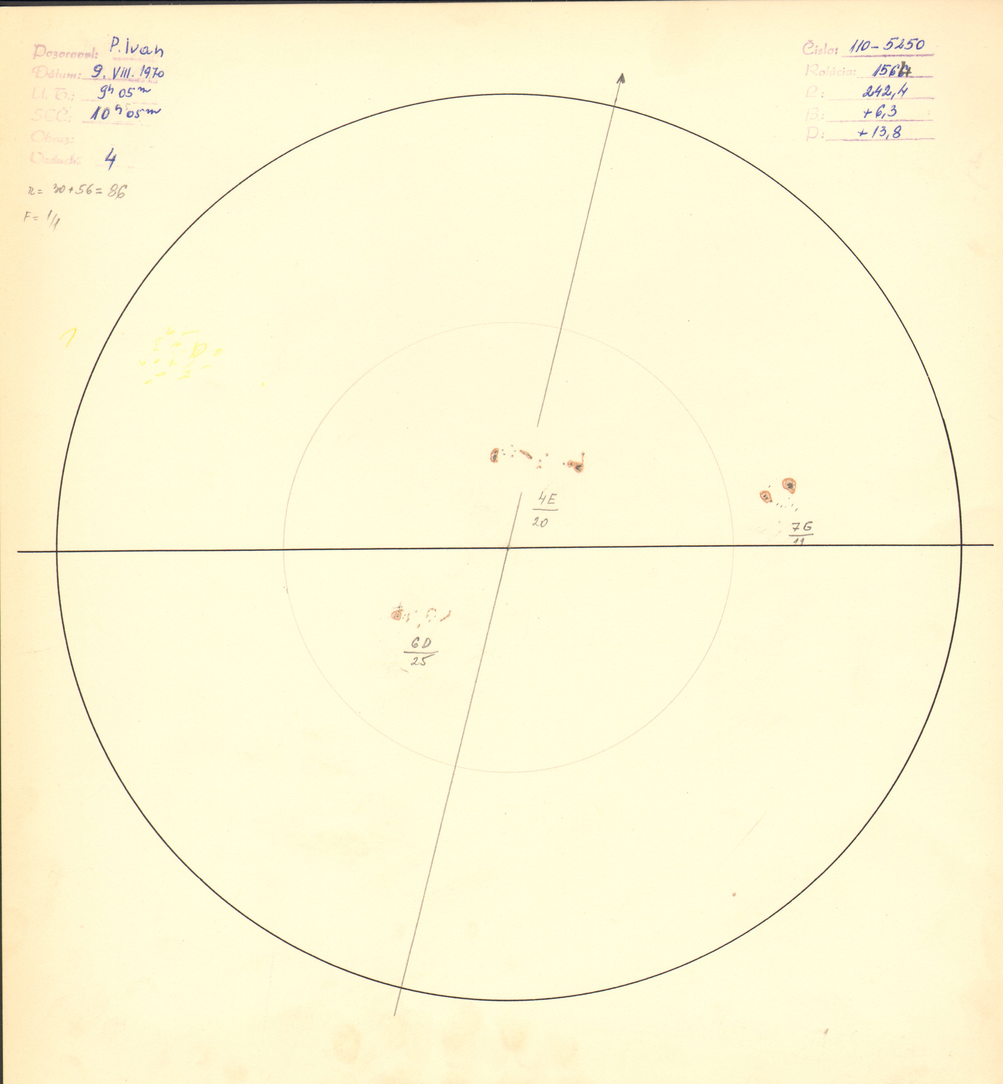 Obrázok zákresu Slnka na deň 09.08.1970