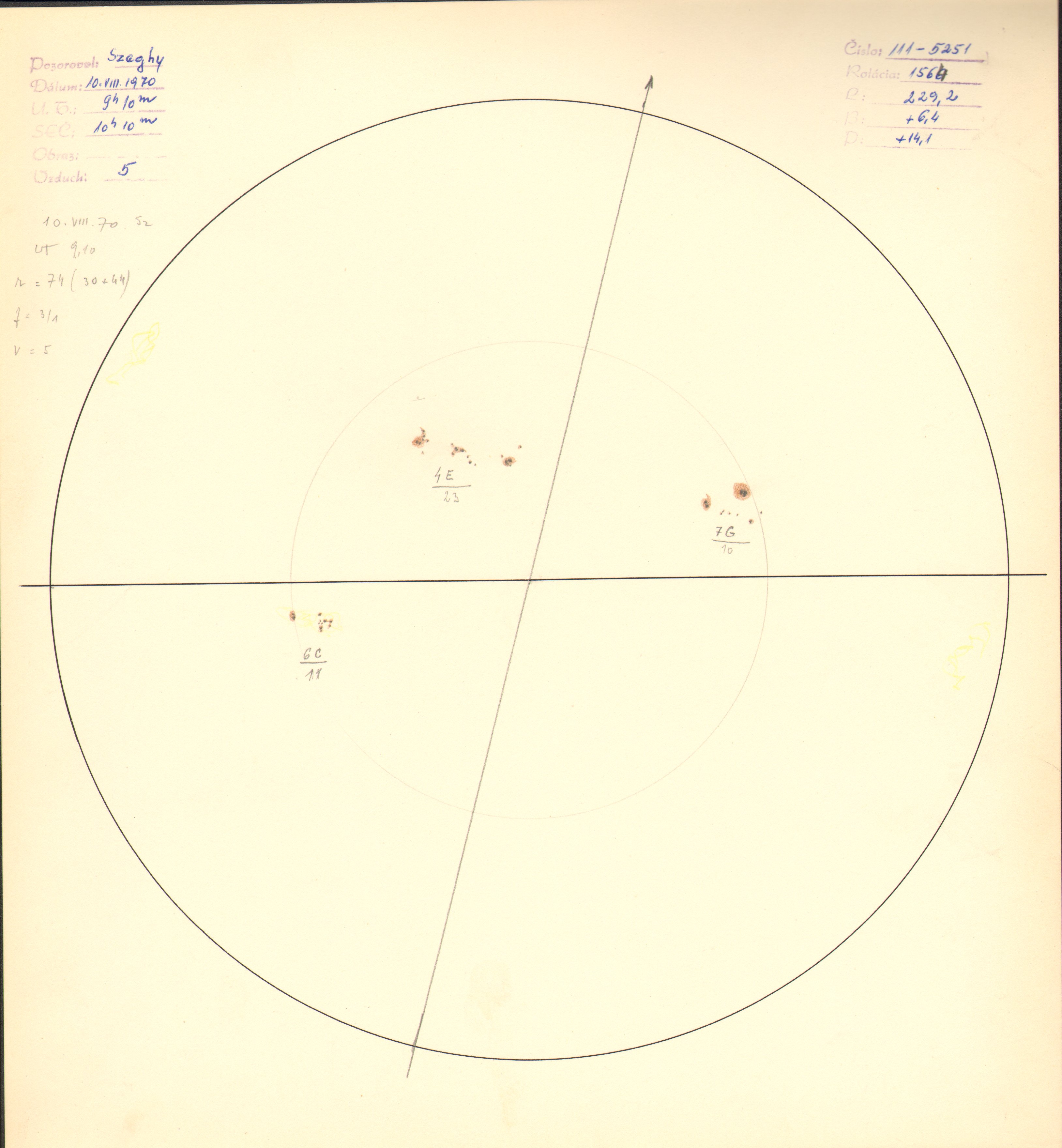 Obrázok zákresu Slnka na deň 10.08.1970