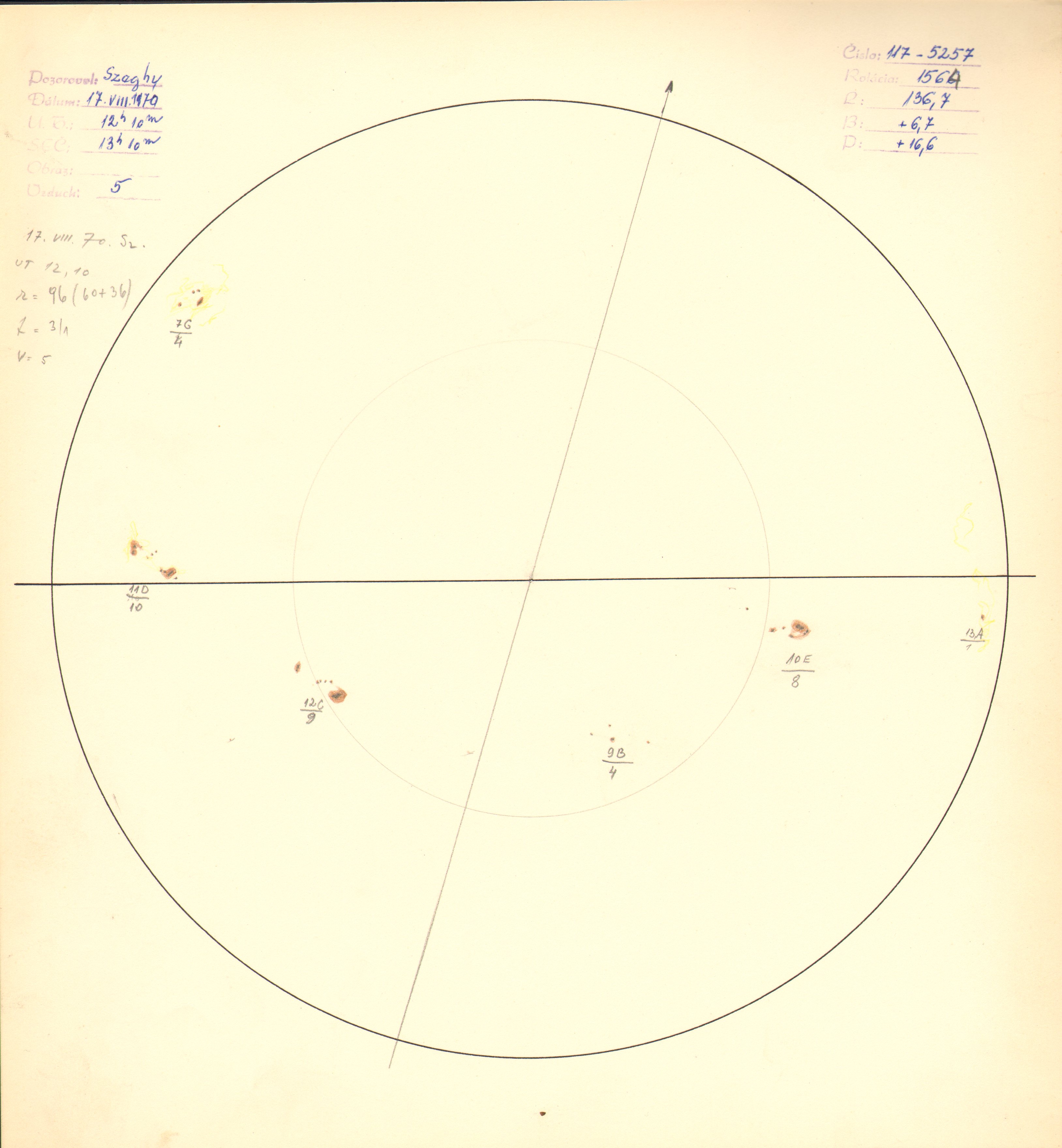 Obrázok zákresu Slnka na deň 17.08.1970