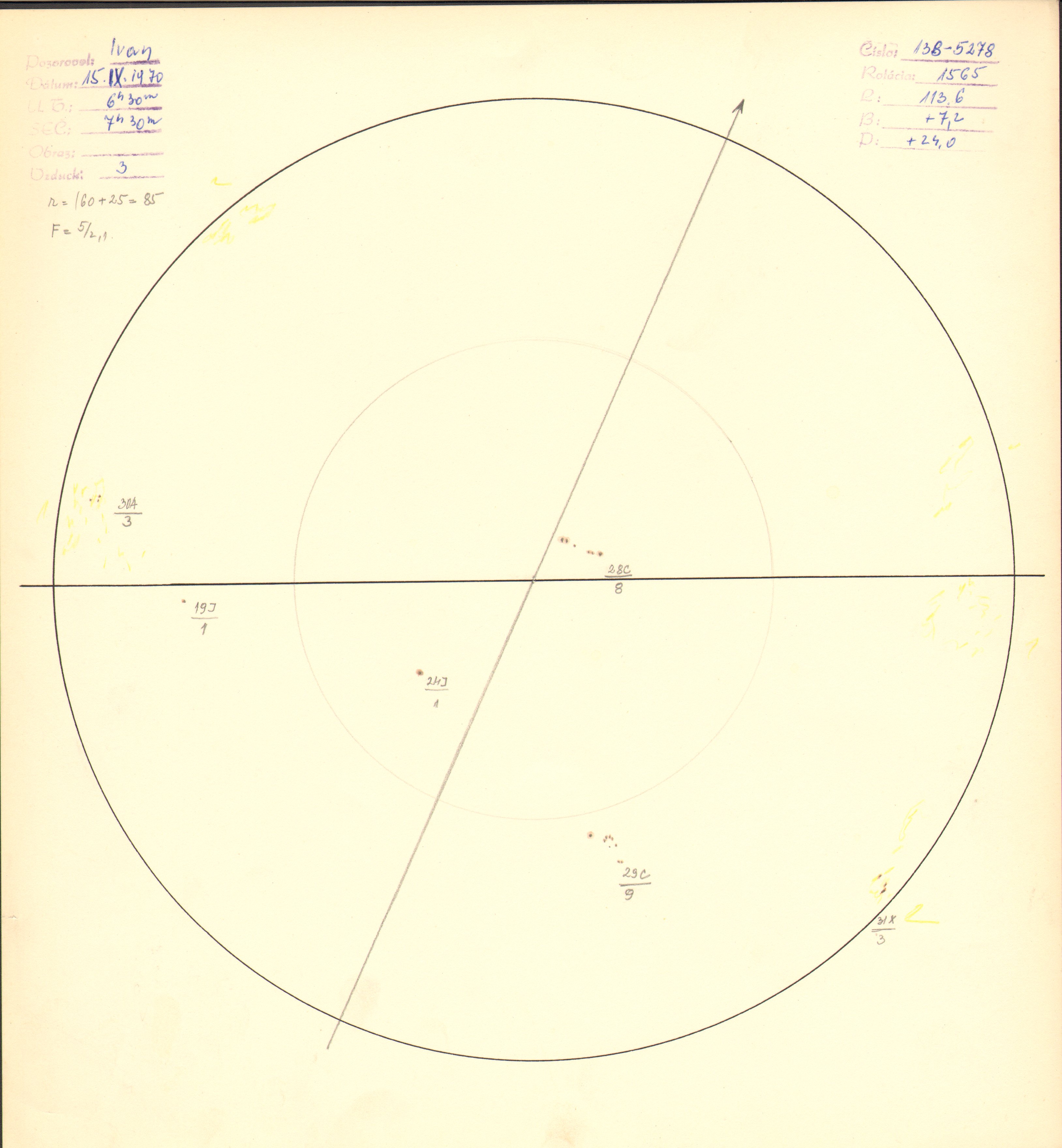 Obrázok zákresu Slnka na deň 15.09.1970