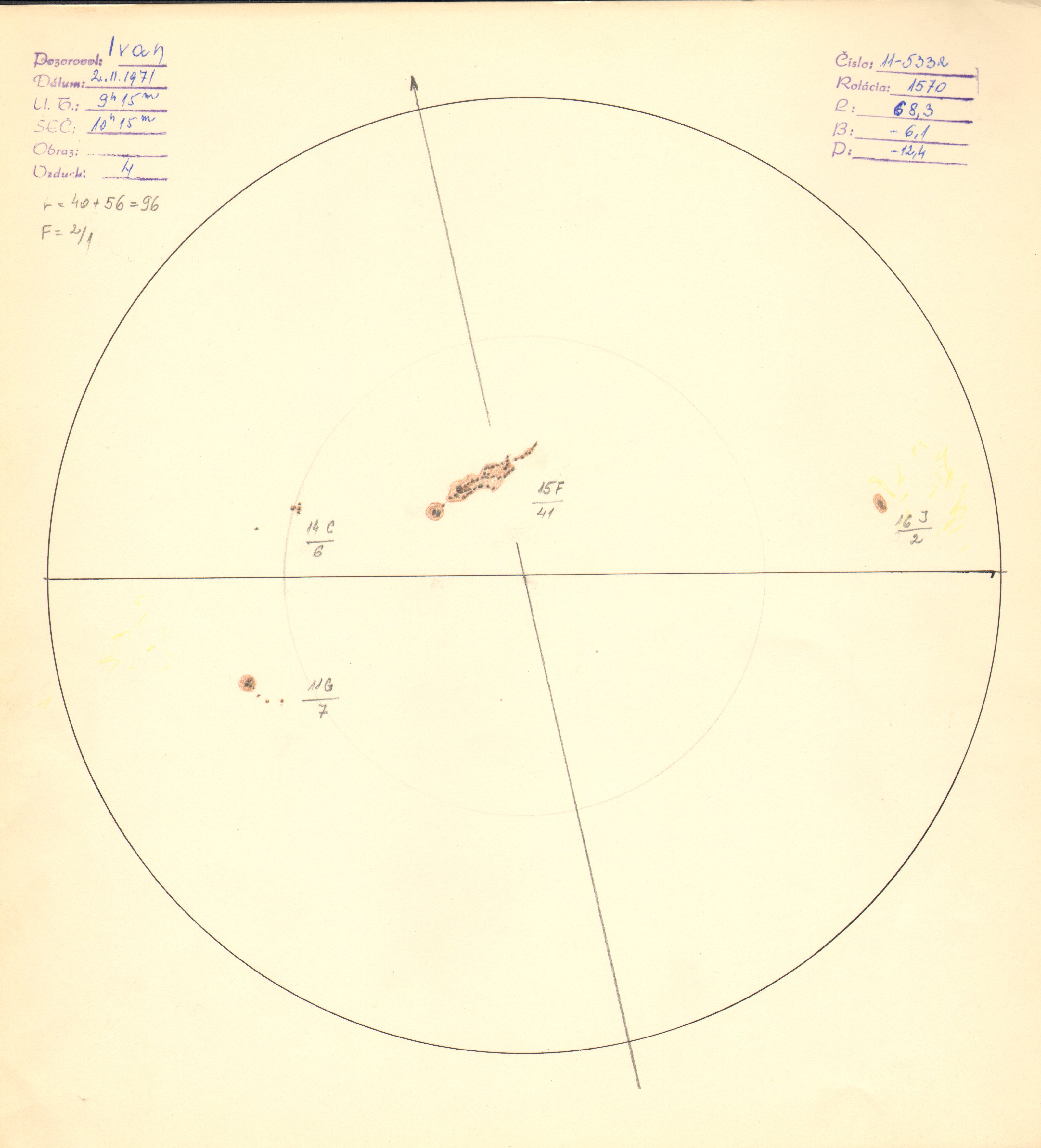 Obrázok zákresu Slnka na deň 02.02.1971
