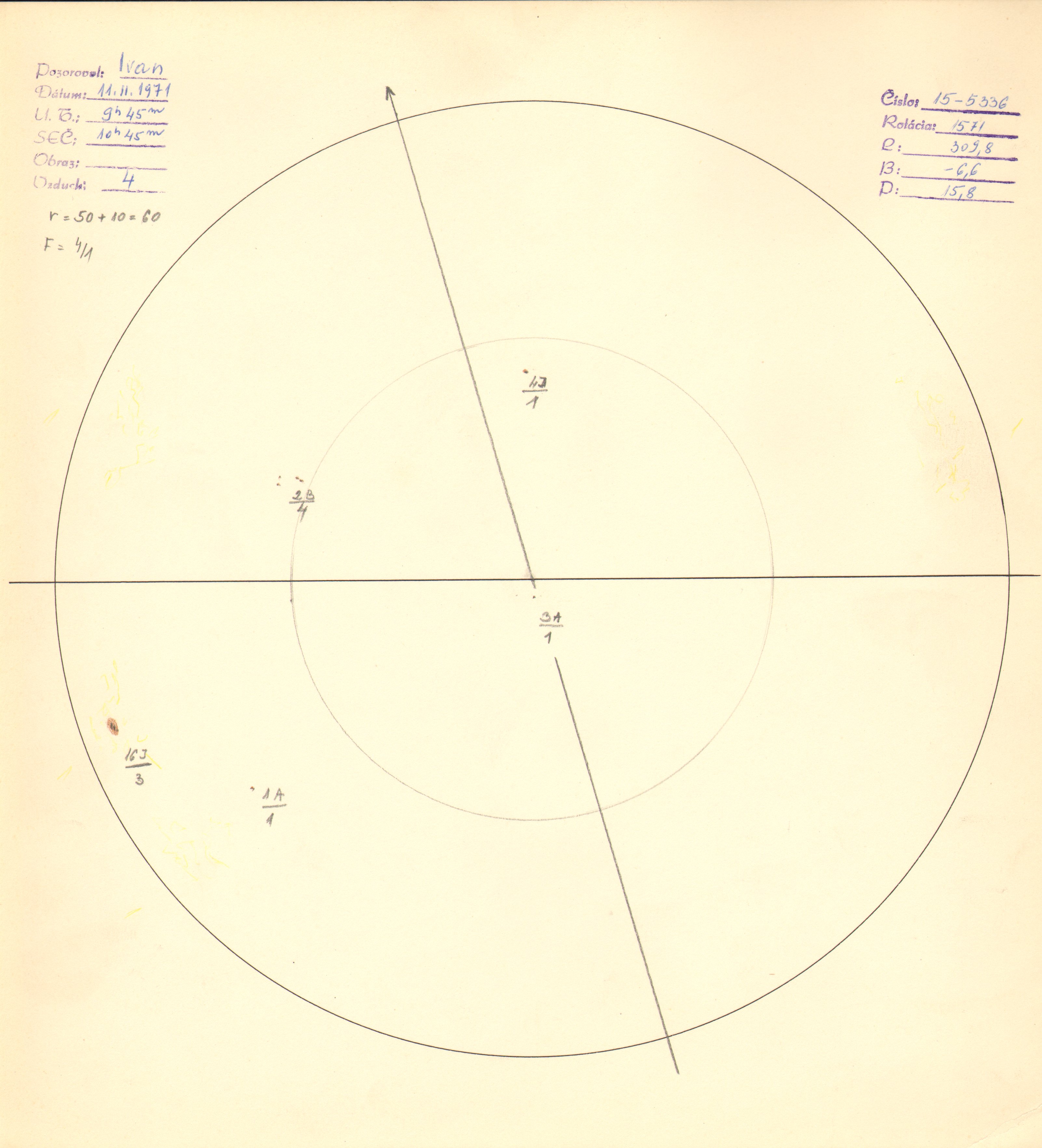 Obrázok zákresu Slnka na deň 11.02.1971
