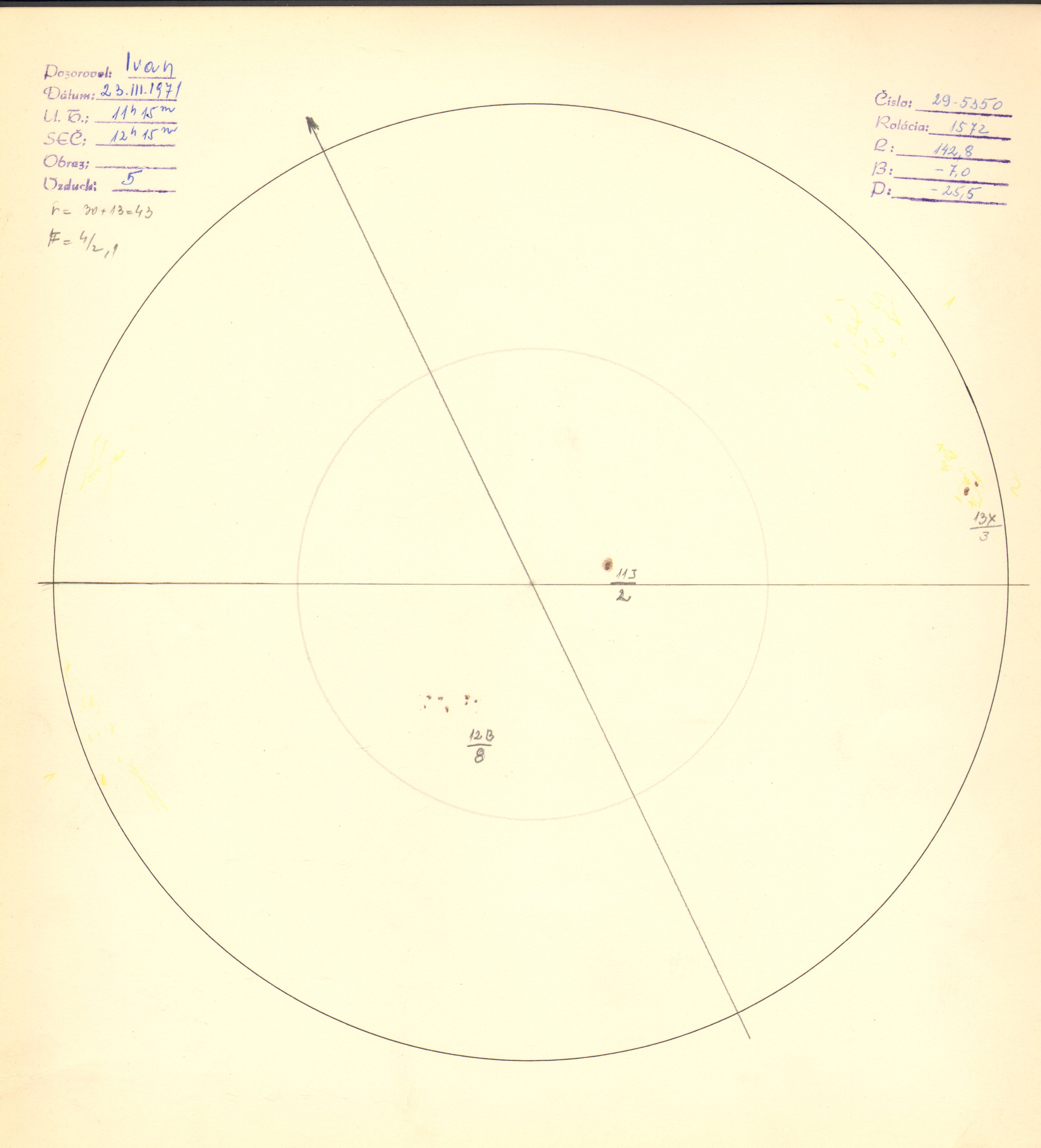Obrázok zákresu Slnka na deň 23.03.1971
