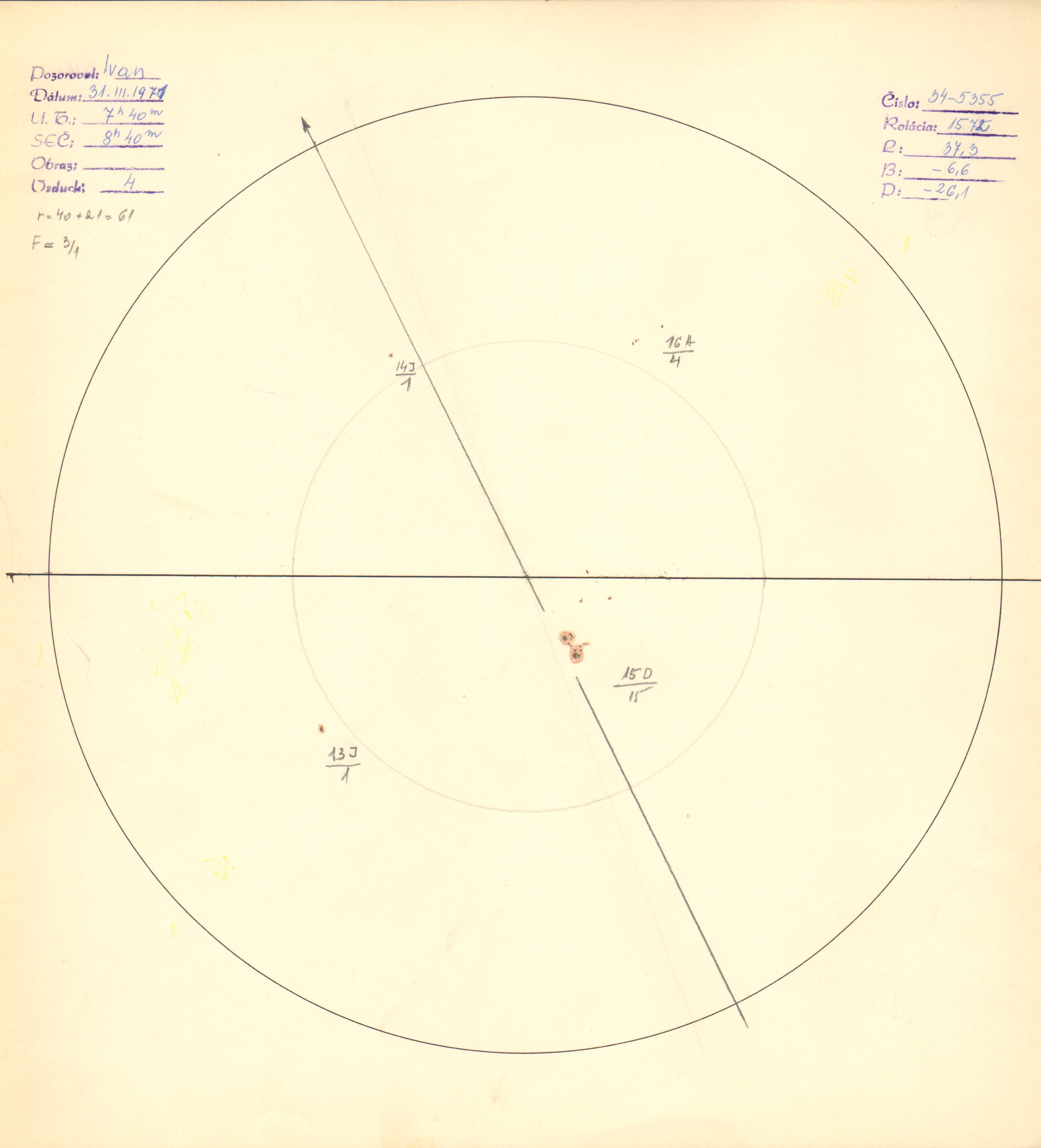 Obrázok zákresu Slnka na deň 31.03.1971