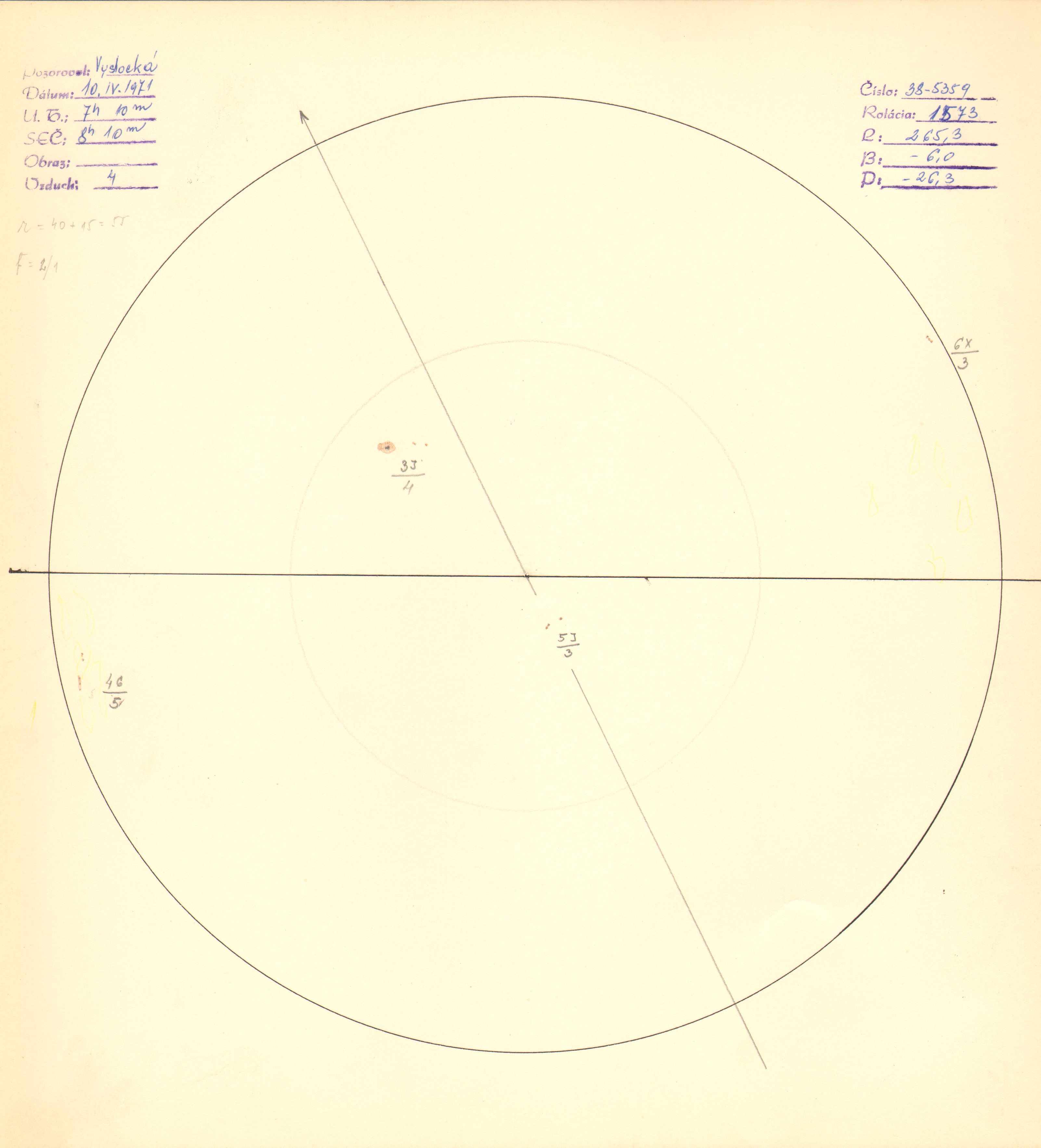 Obrázok zákresu Slnka na deň 10.04.1971