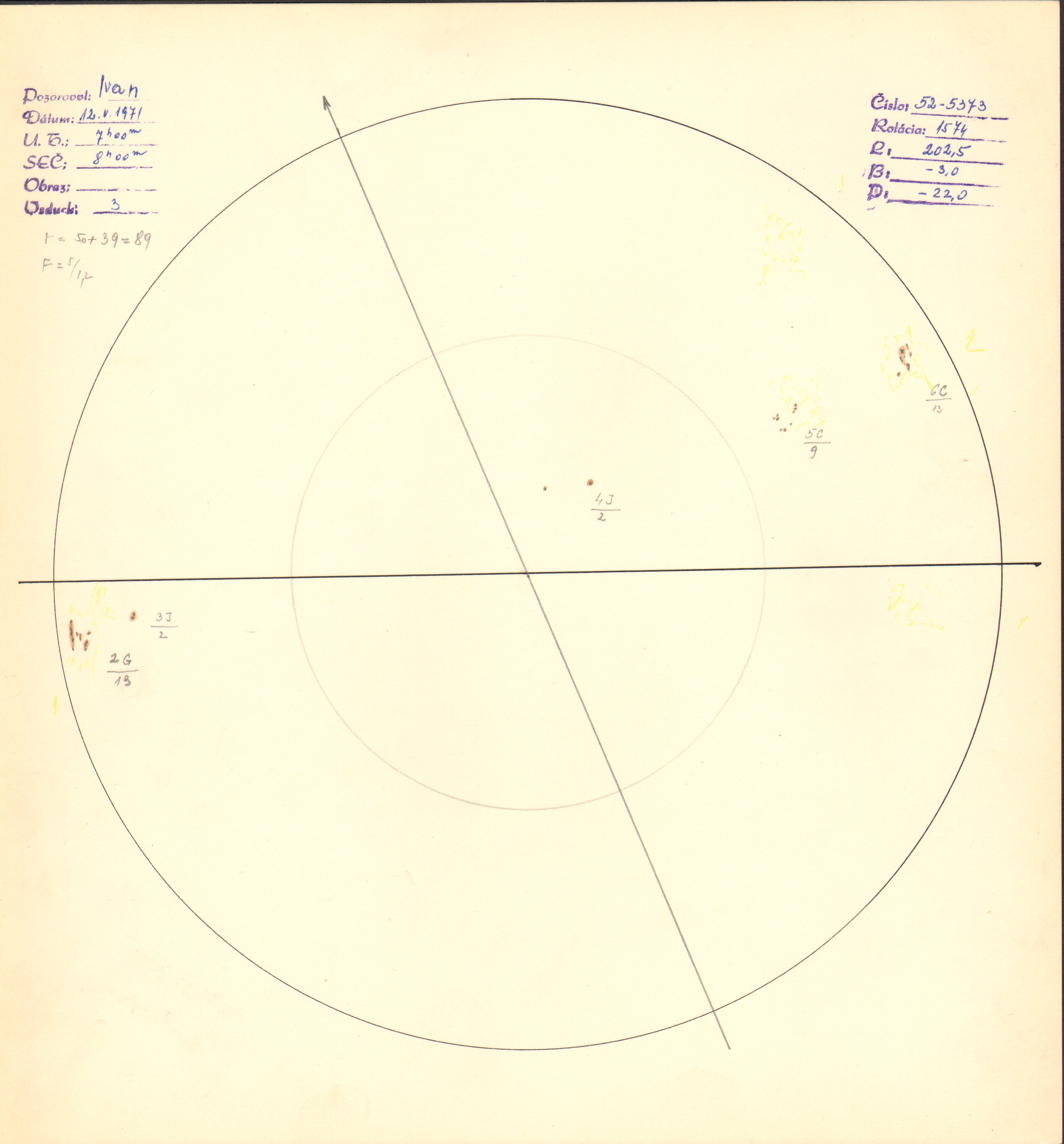 Obrázok zákresu Slnka na deň 12.05.1971