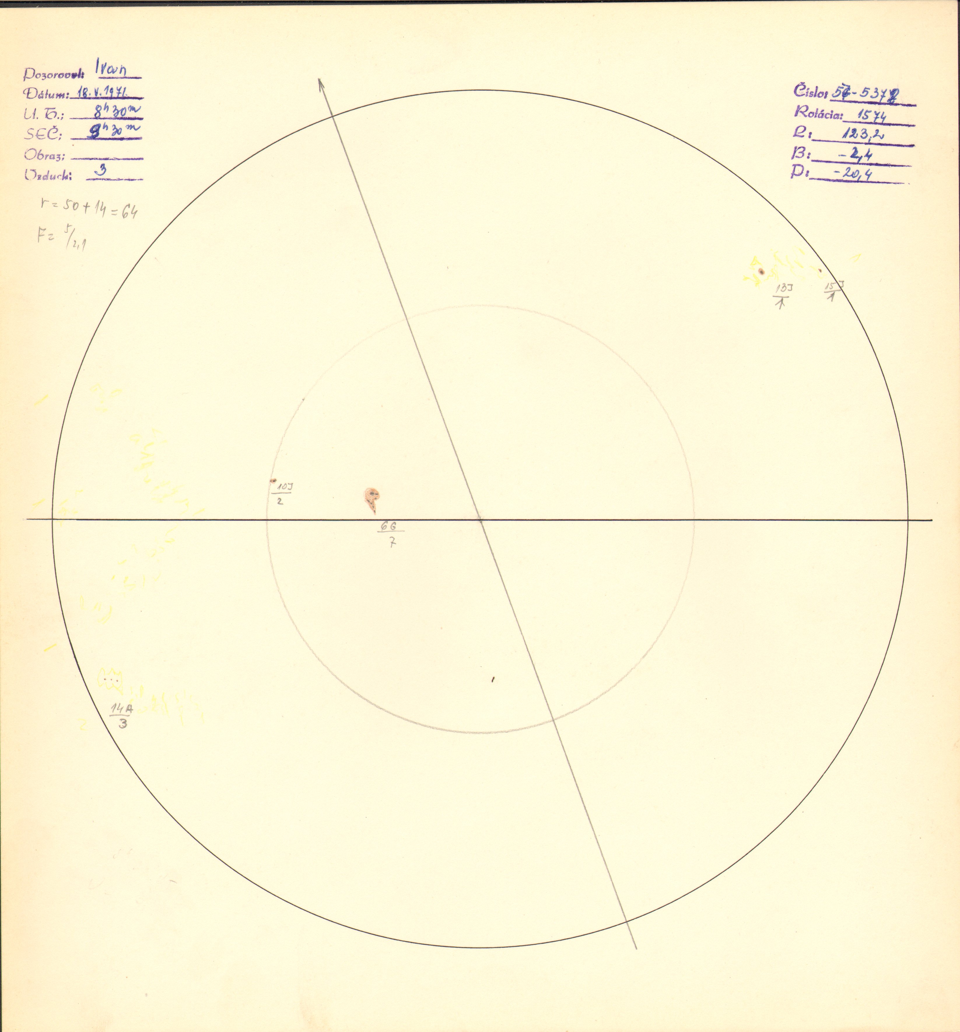 Obrázok zákresu Slnka na deň 18.05.1971