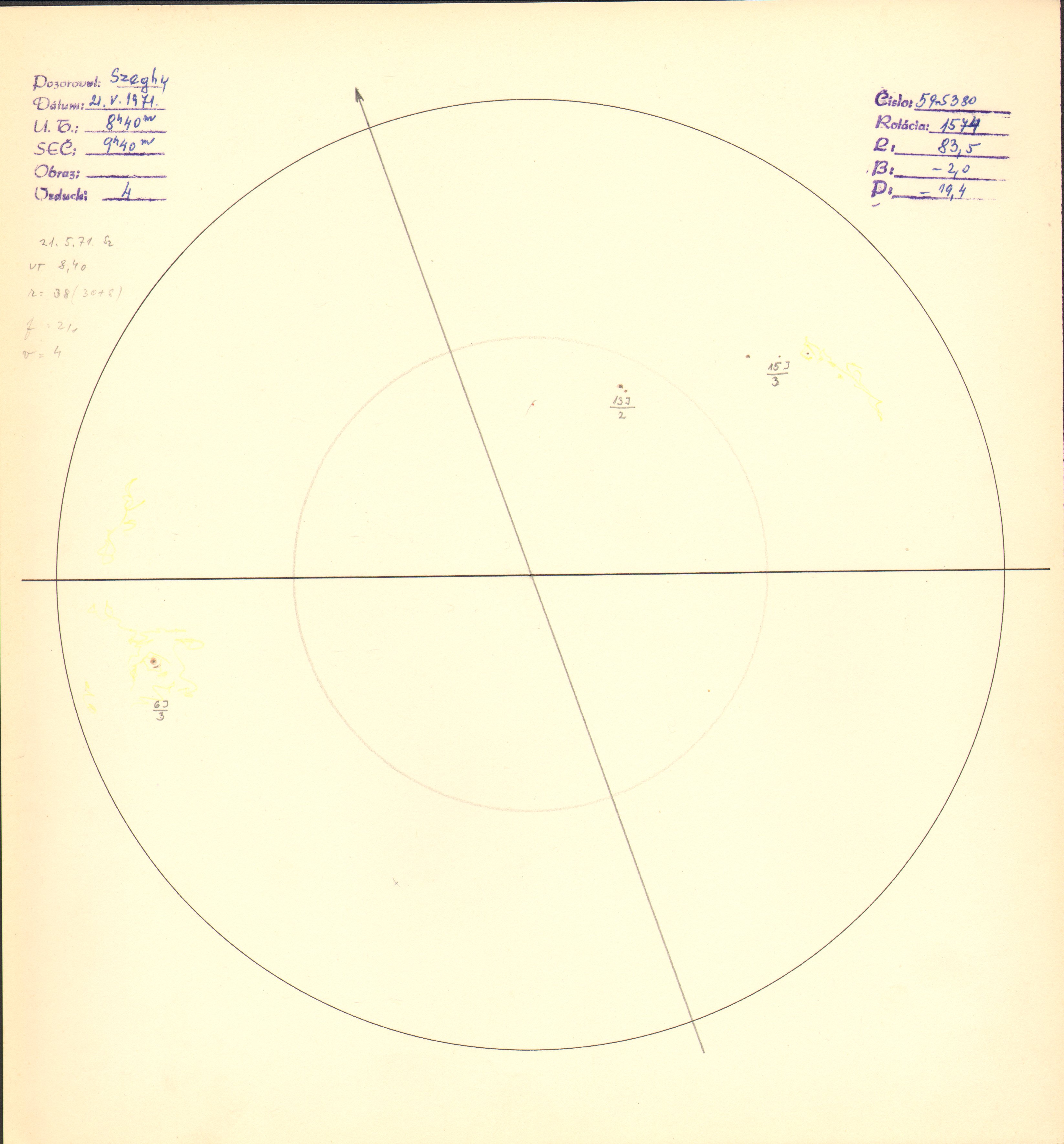 Obrázok zákresu Slnka na deň 21.05.1971