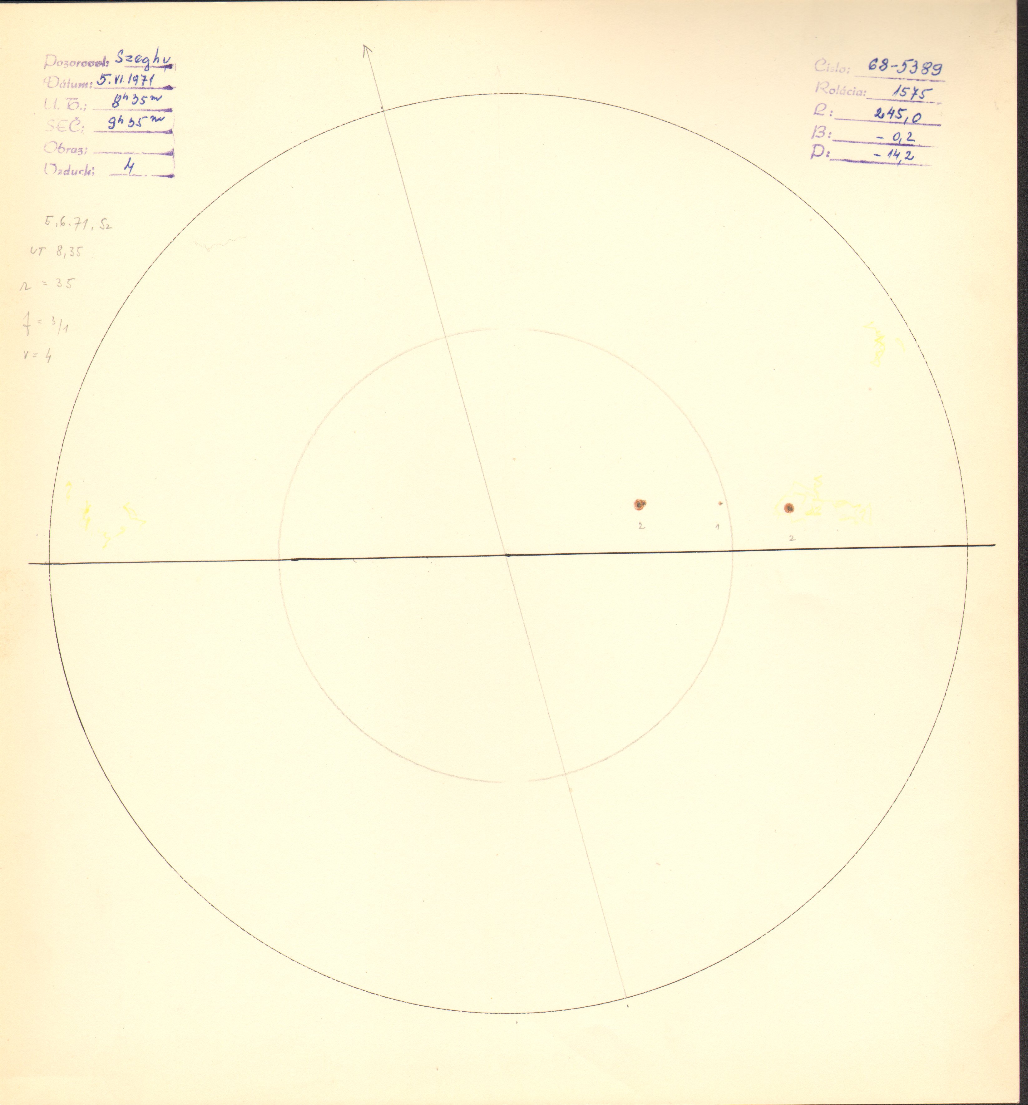 Obrázok zákresu Slnka na deň 05.06.1971
