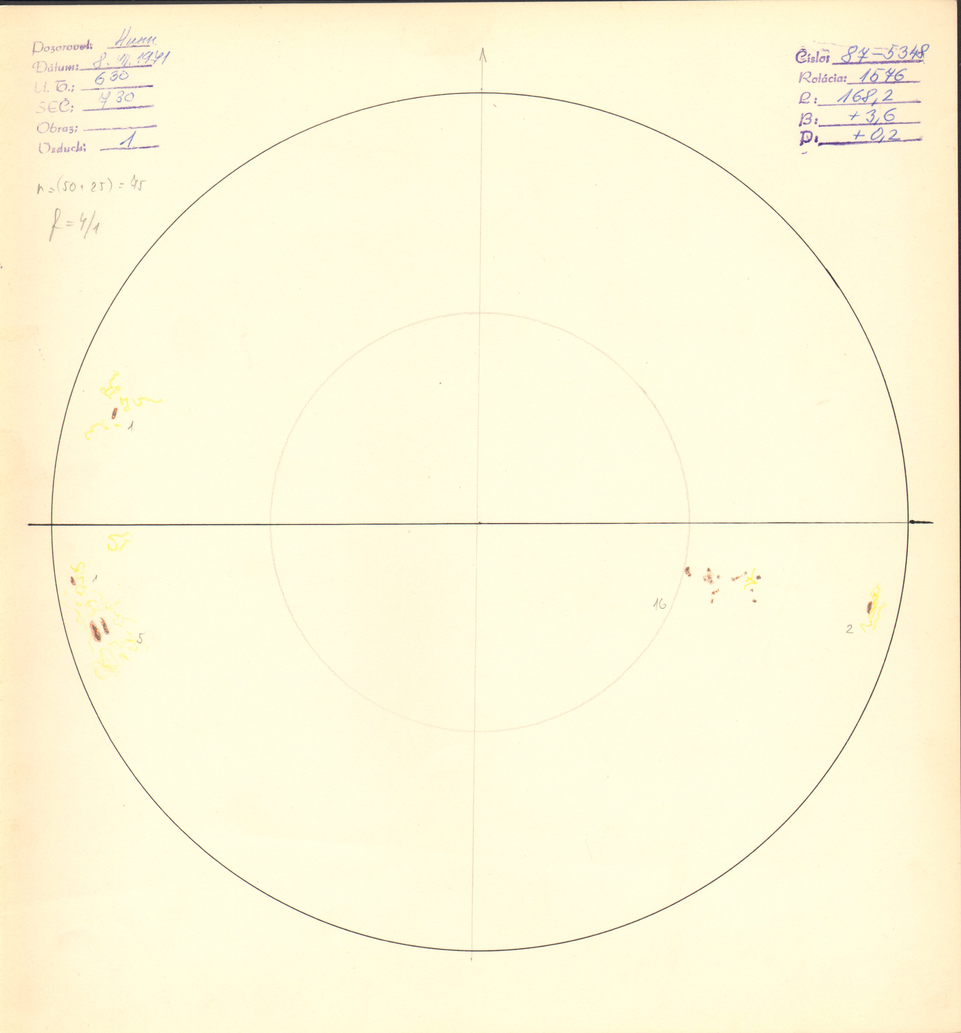 Obrázok zákresu Slnka na deň 08.07.1971