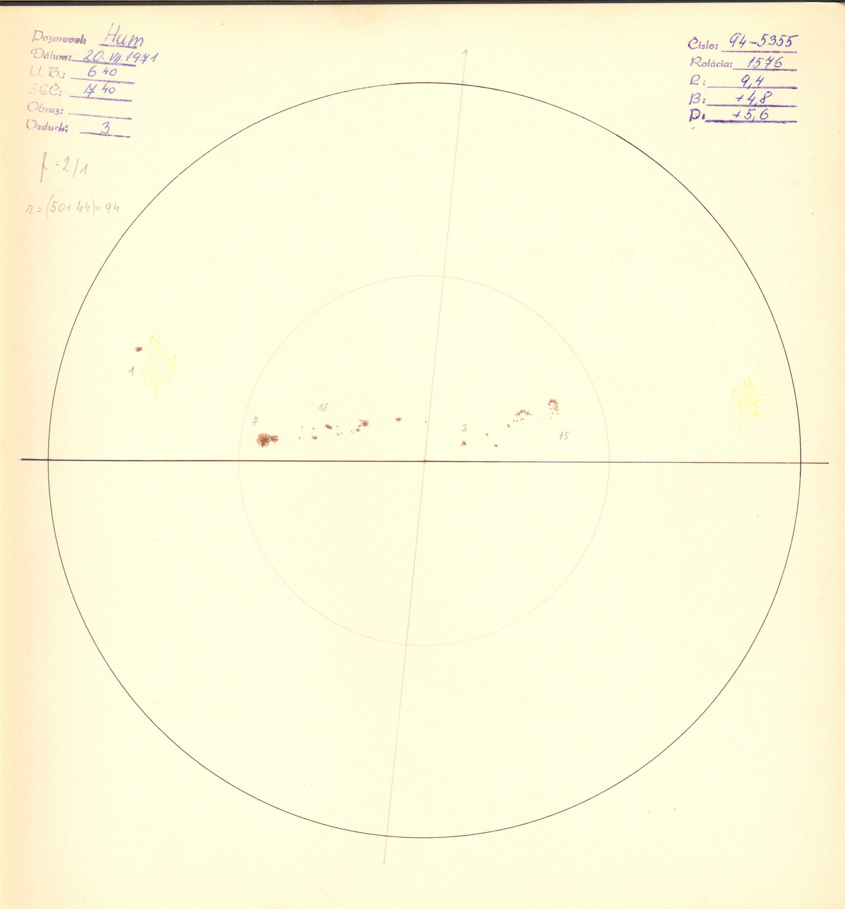 Obrázok zákresu Slnka na deň 20.07.1971