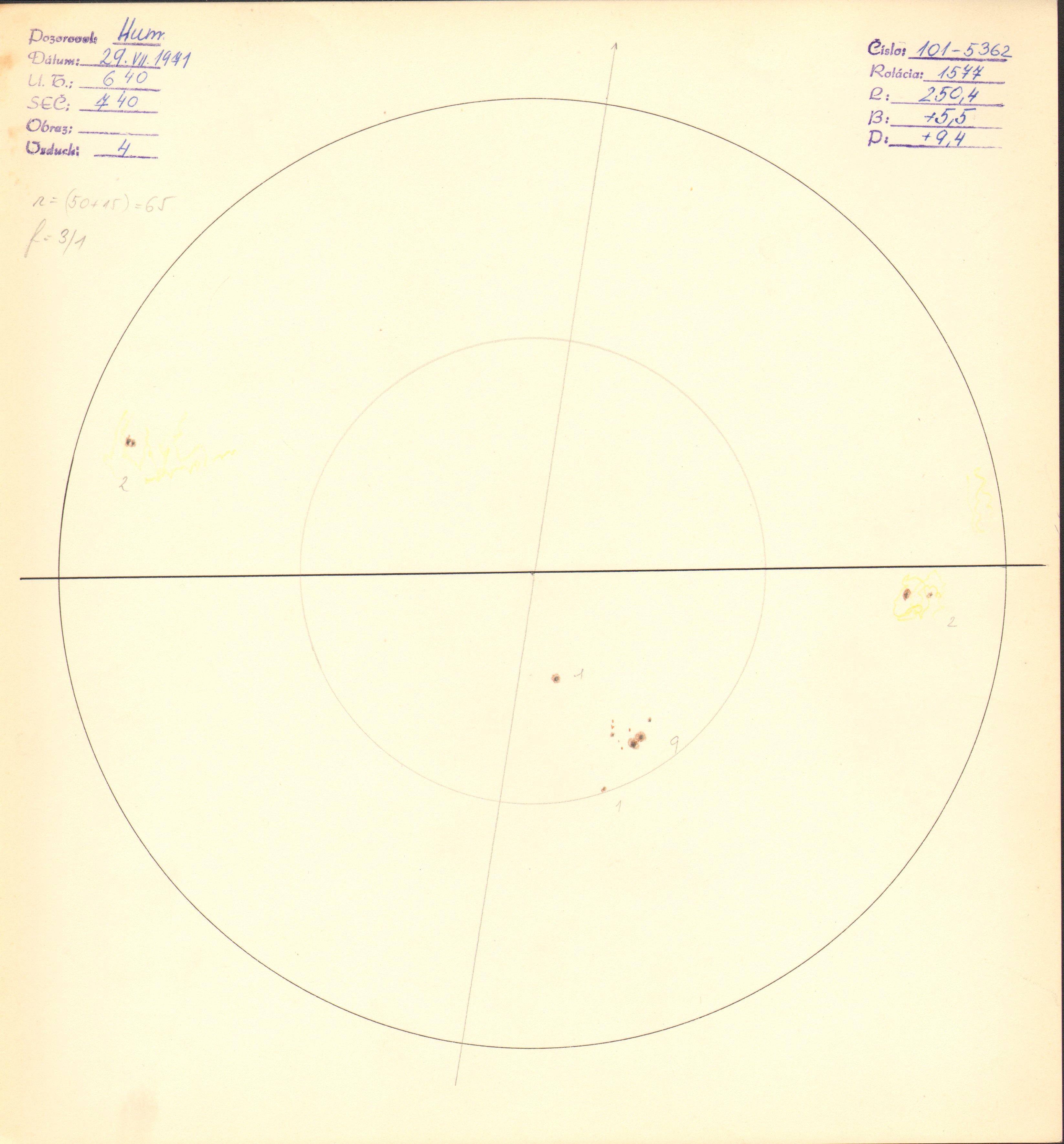 Obrázok zákresu Slnka na deň 29.07.1971