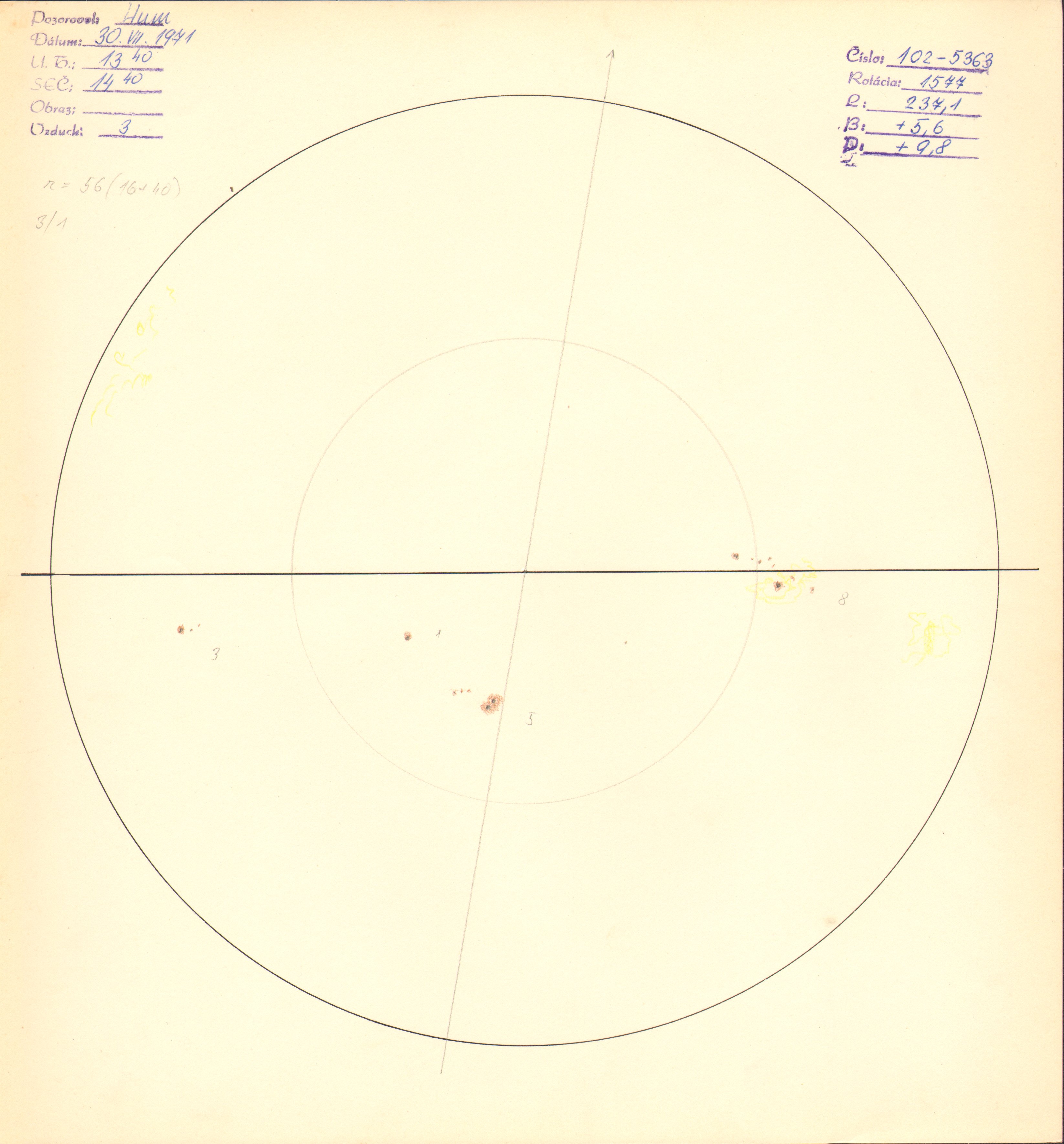 Obrázok zákresu Slnka na deň 30.07.1971