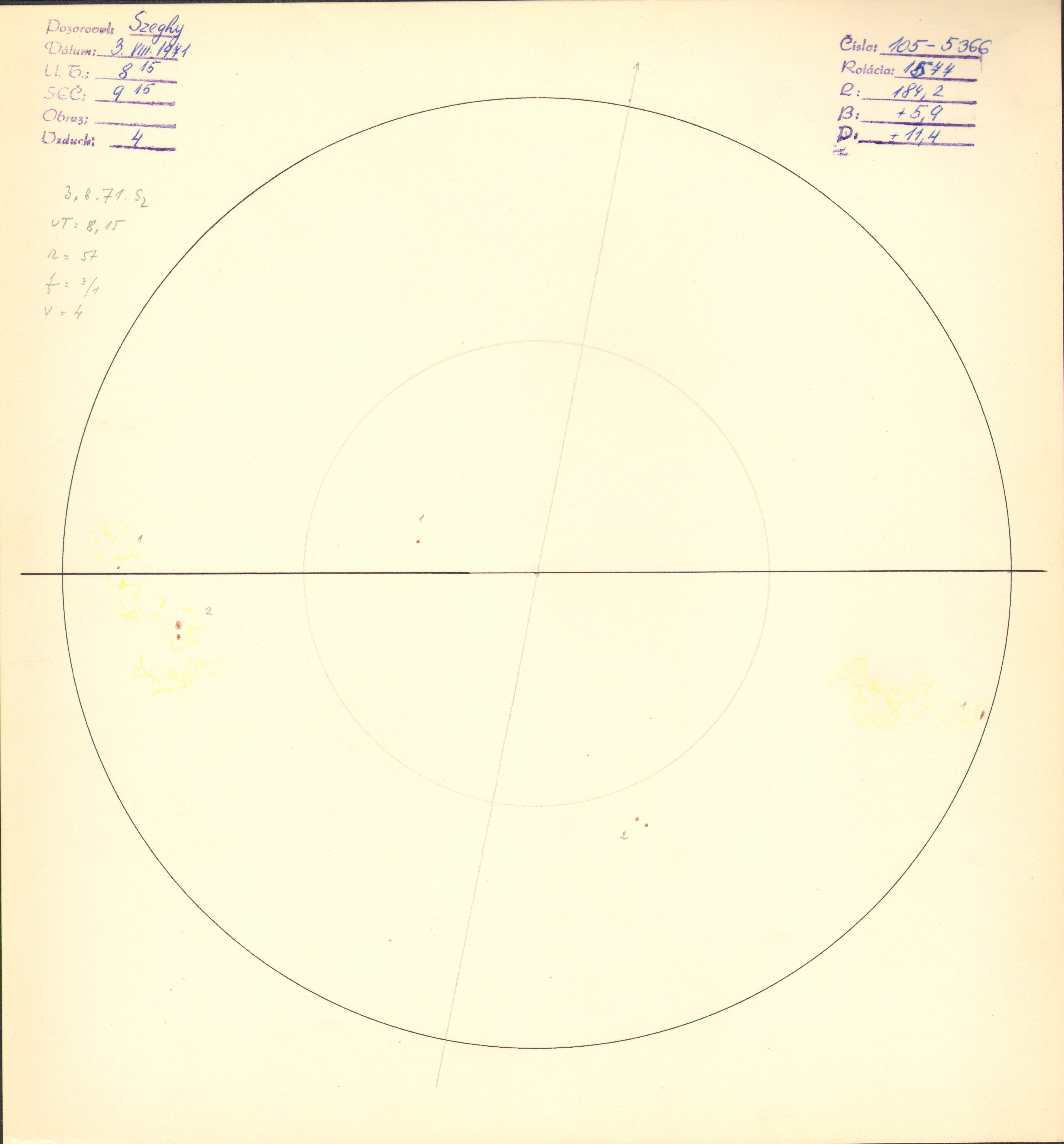 Obrázok zákresu Slnka na deň 03.08.1971