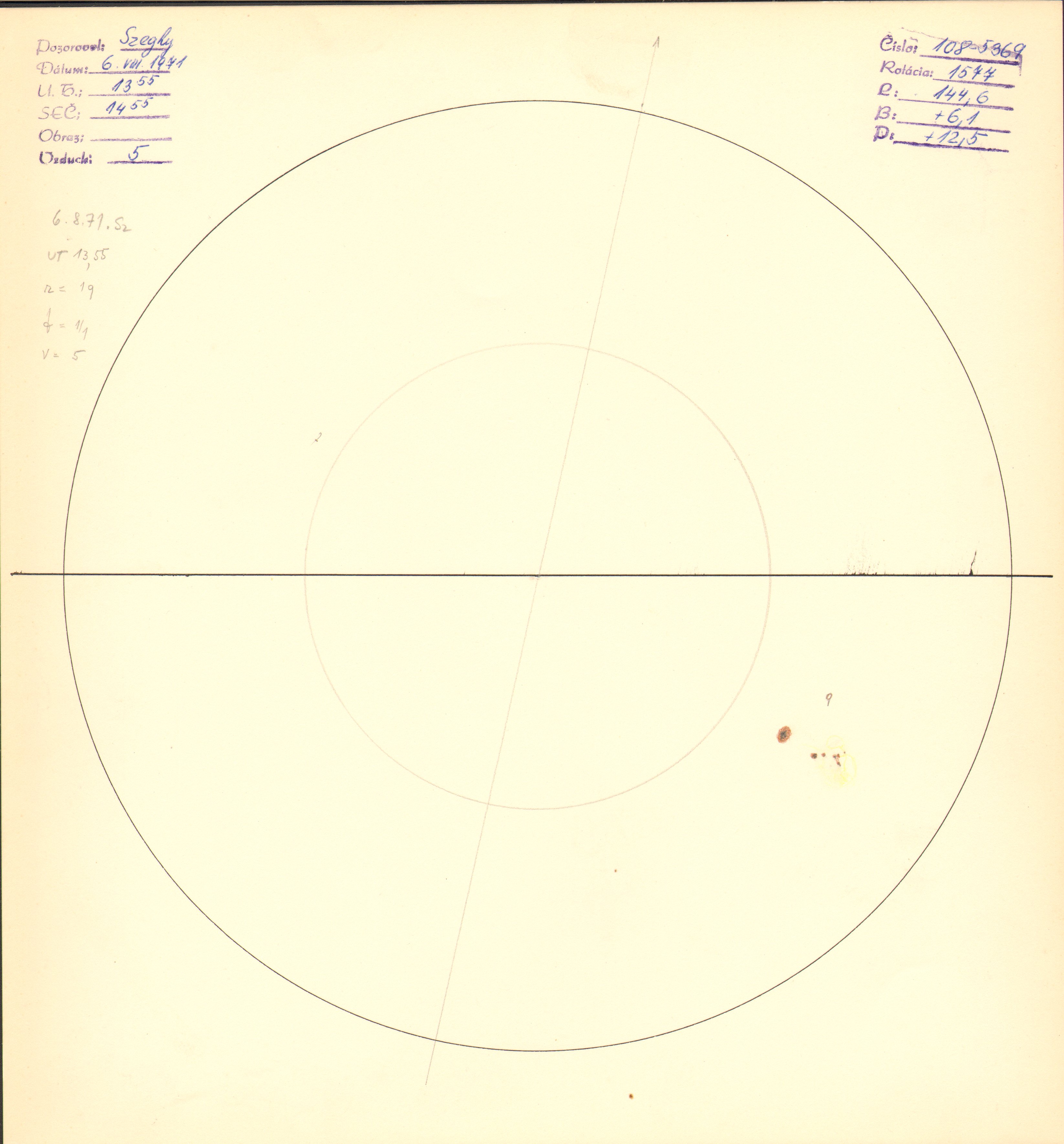 Obrázok zákresu Slnka na deň 06.08.1971