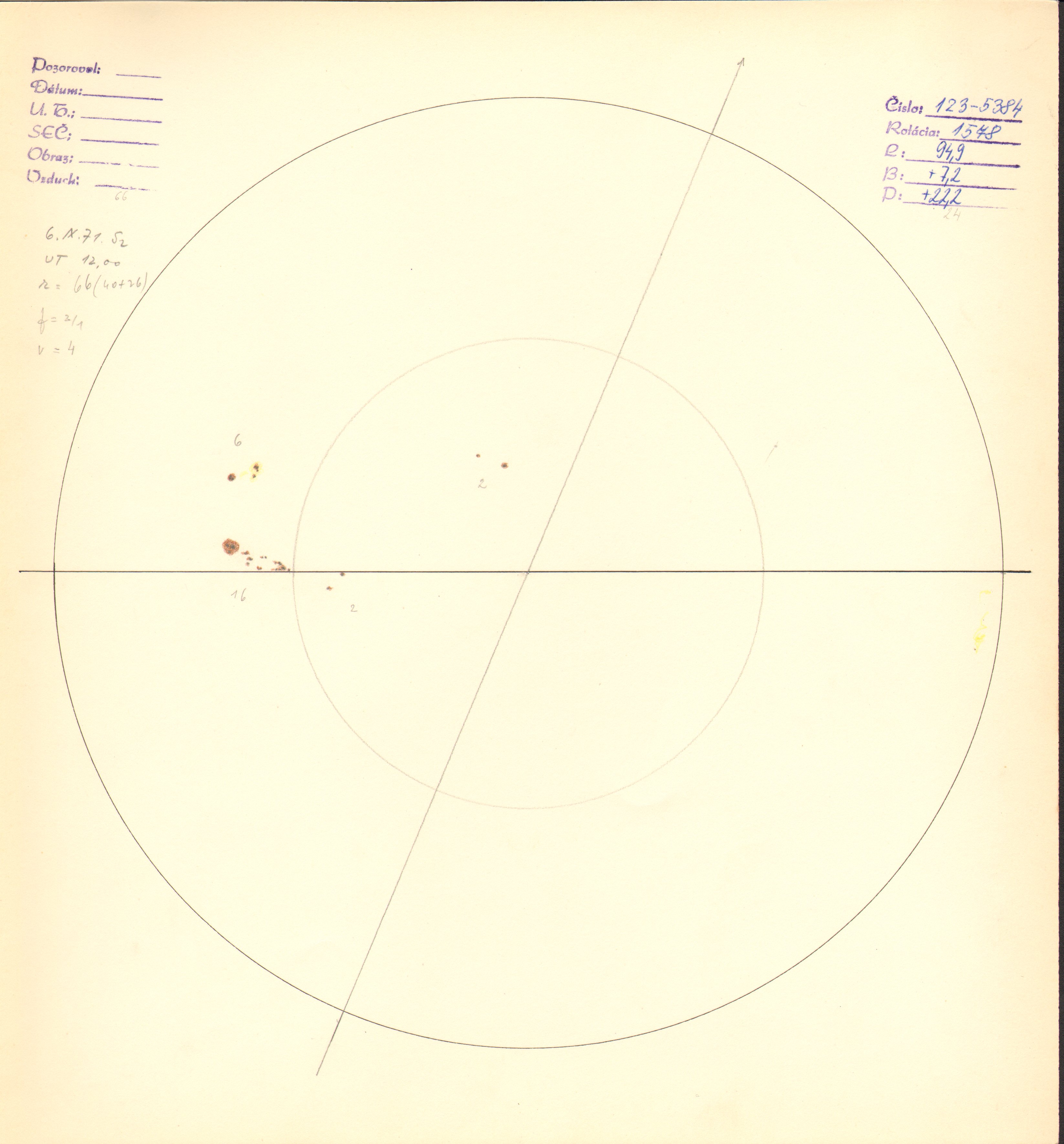 Obrázok zákresu Slnka na deň 06.09.1971