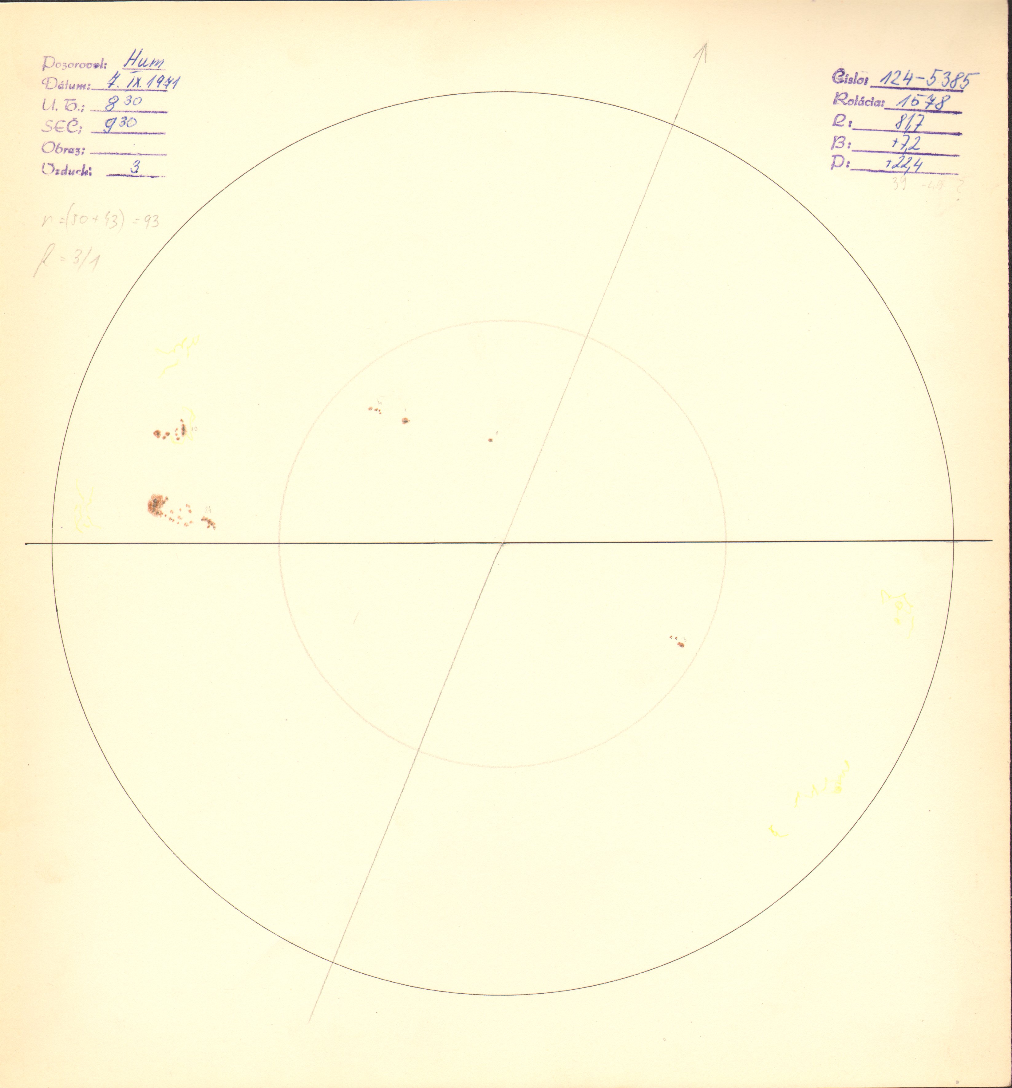 Obrázok zákresu Slnka na deň 07.09.1971