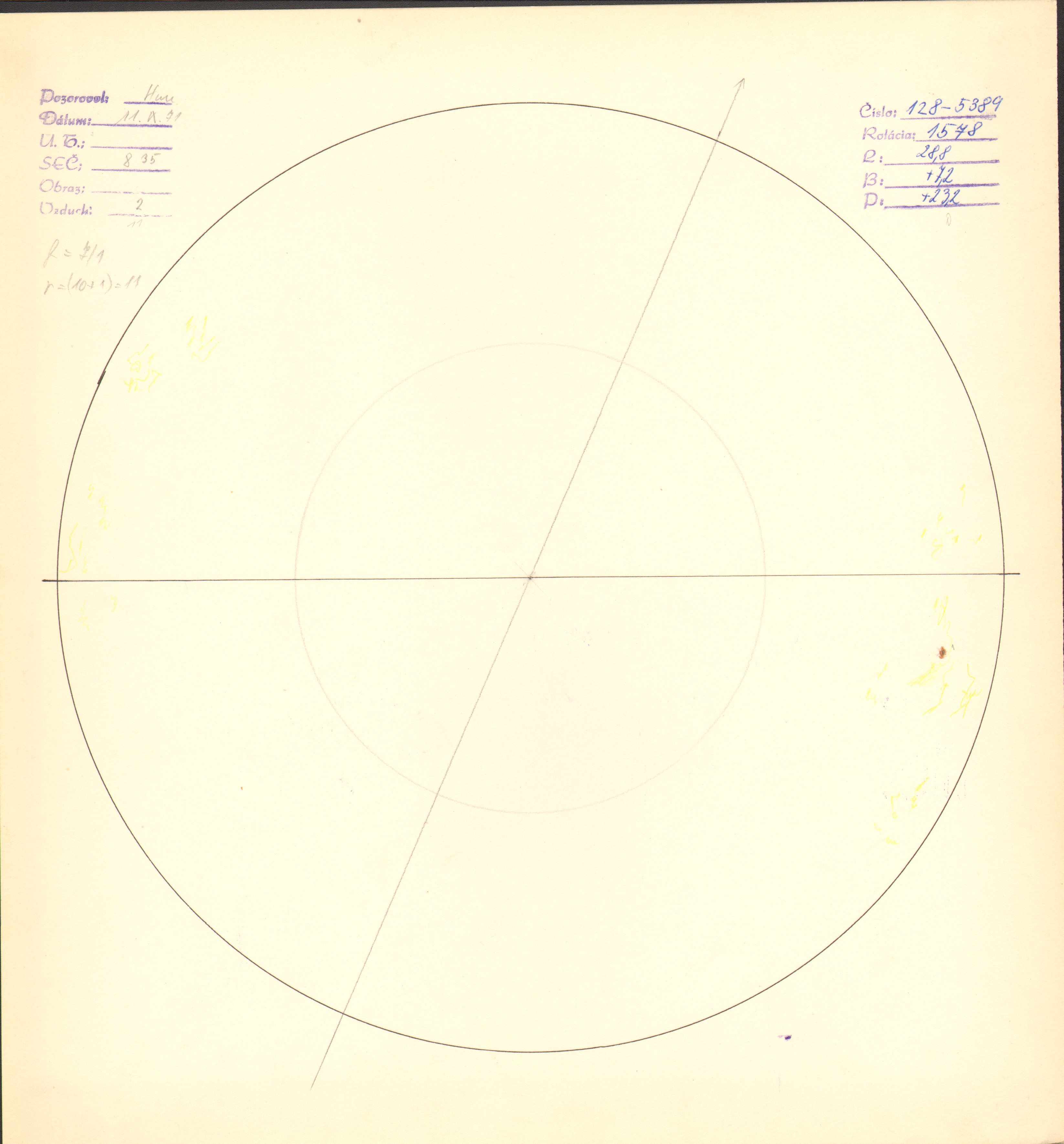 Obrázok zákresu Slnka na deň 11.09.1971