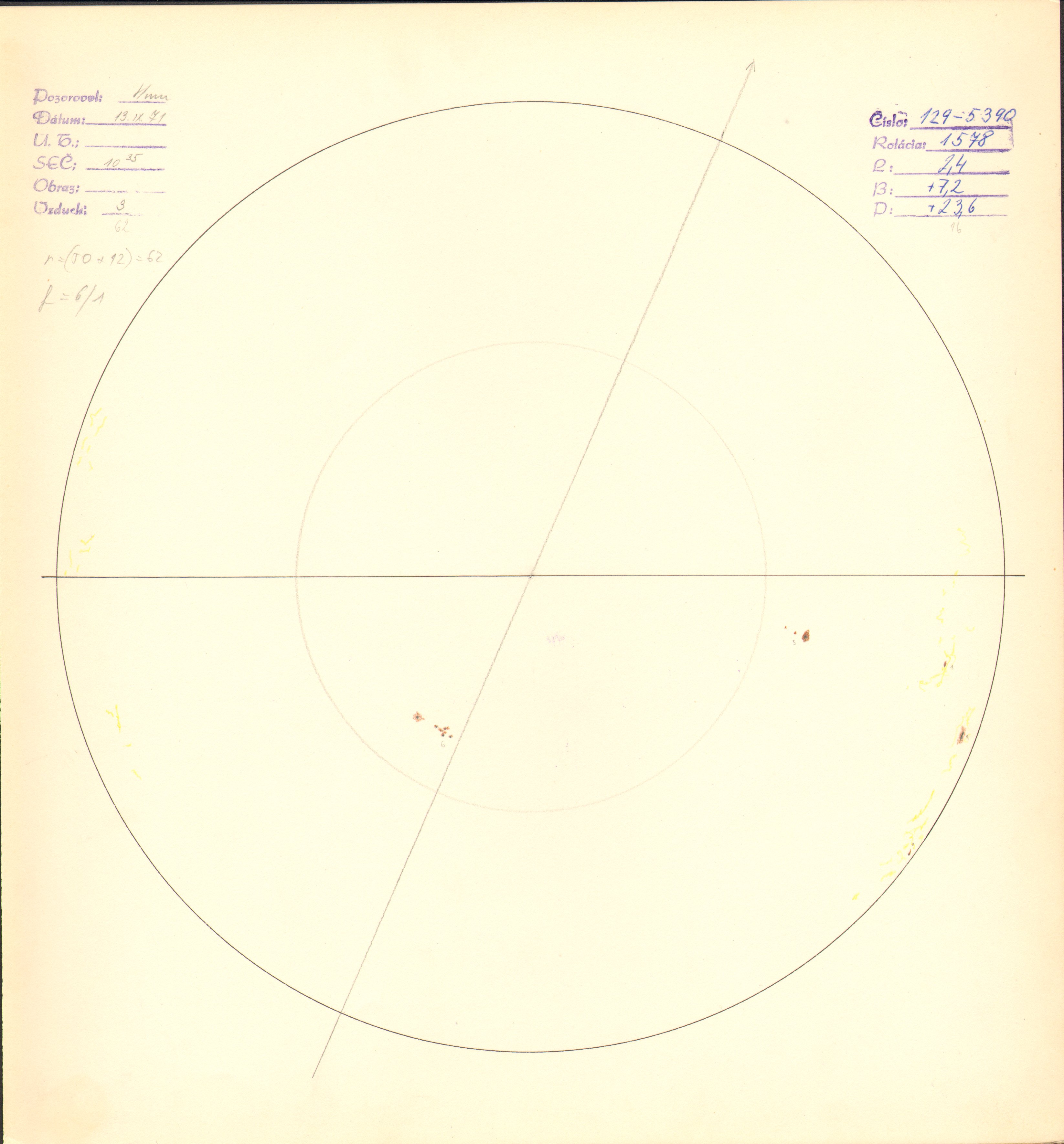 Obrázok zákresu Slnka na deň 13.09.1971