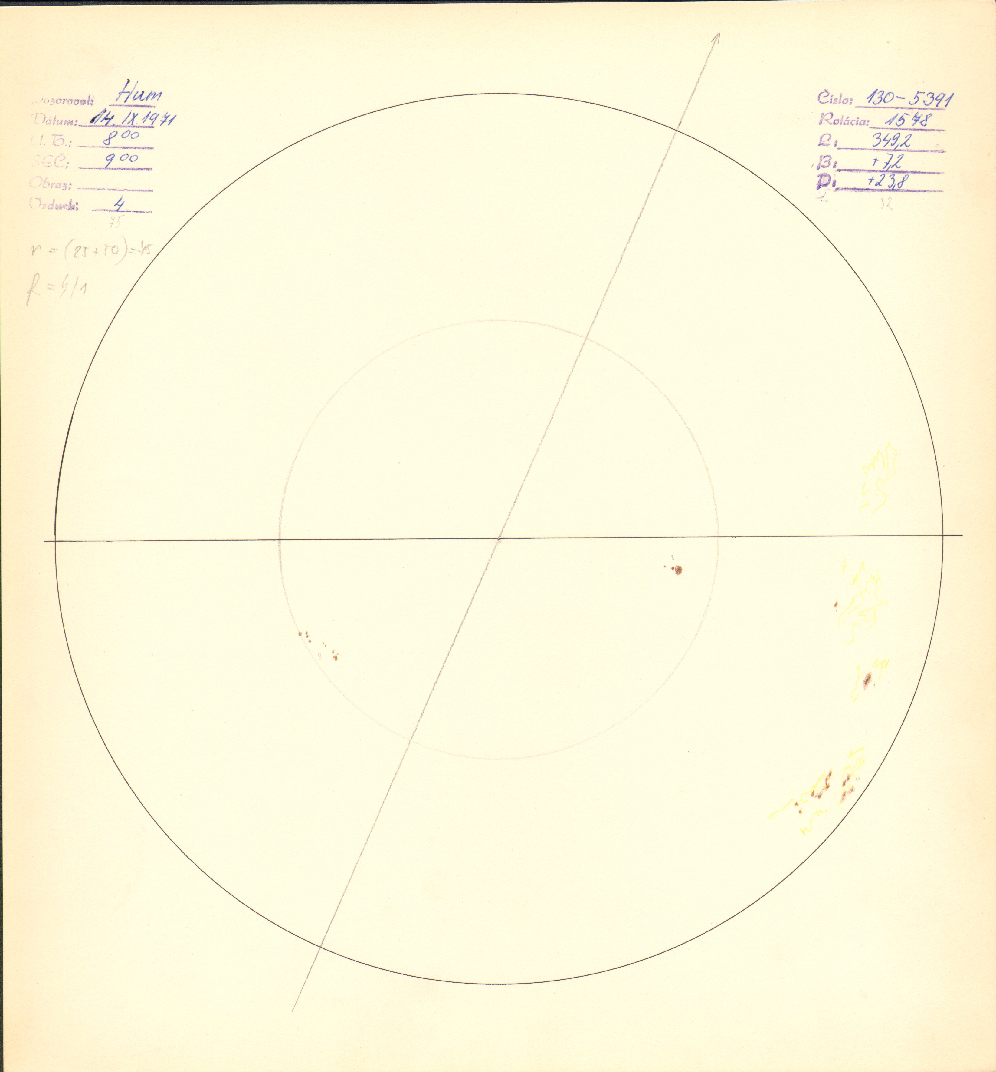 Obrázok zákresu Slnka na deň 14.09.1971