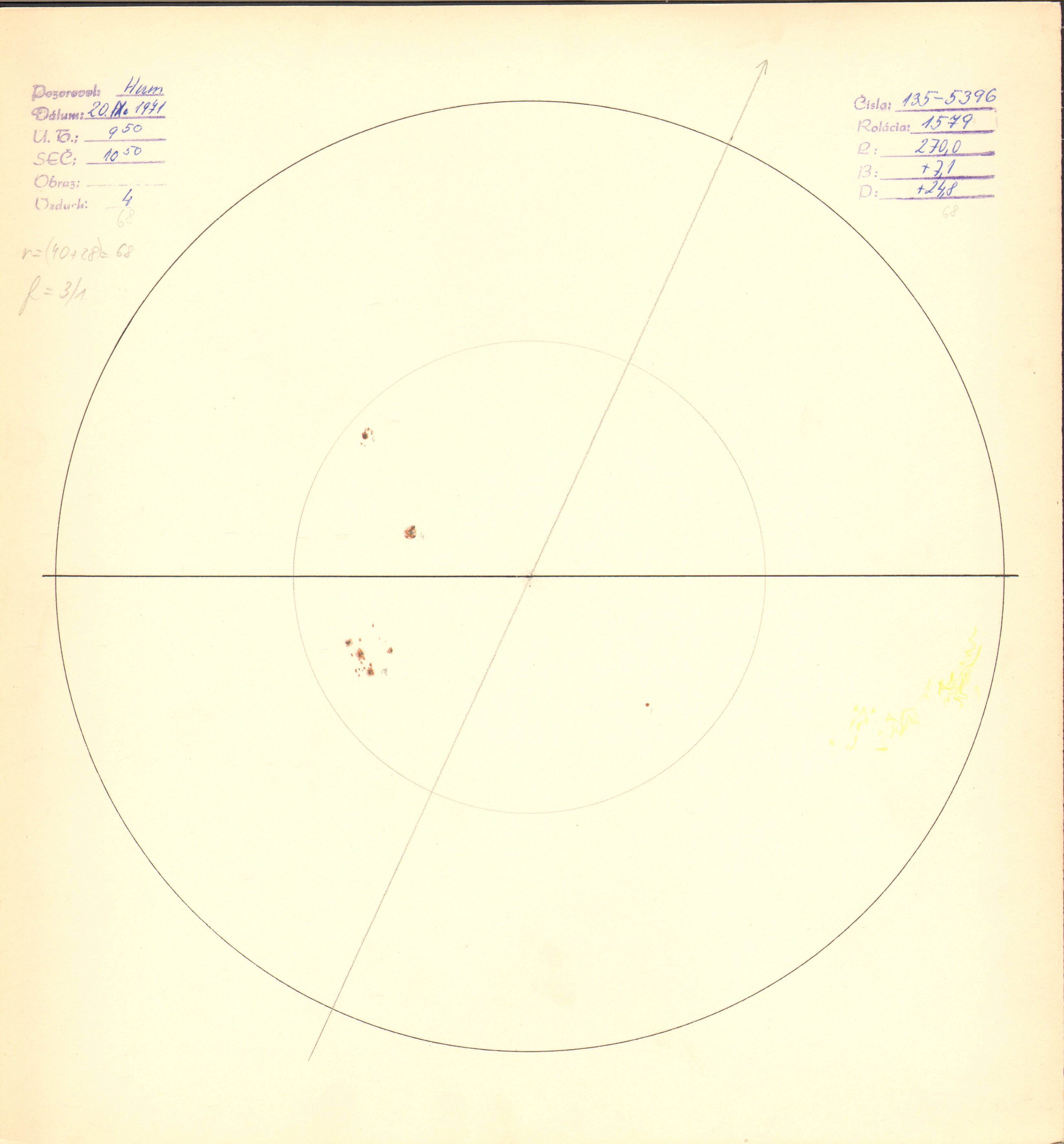 Obrázok zákresu Slnka na deň 20.09.1971