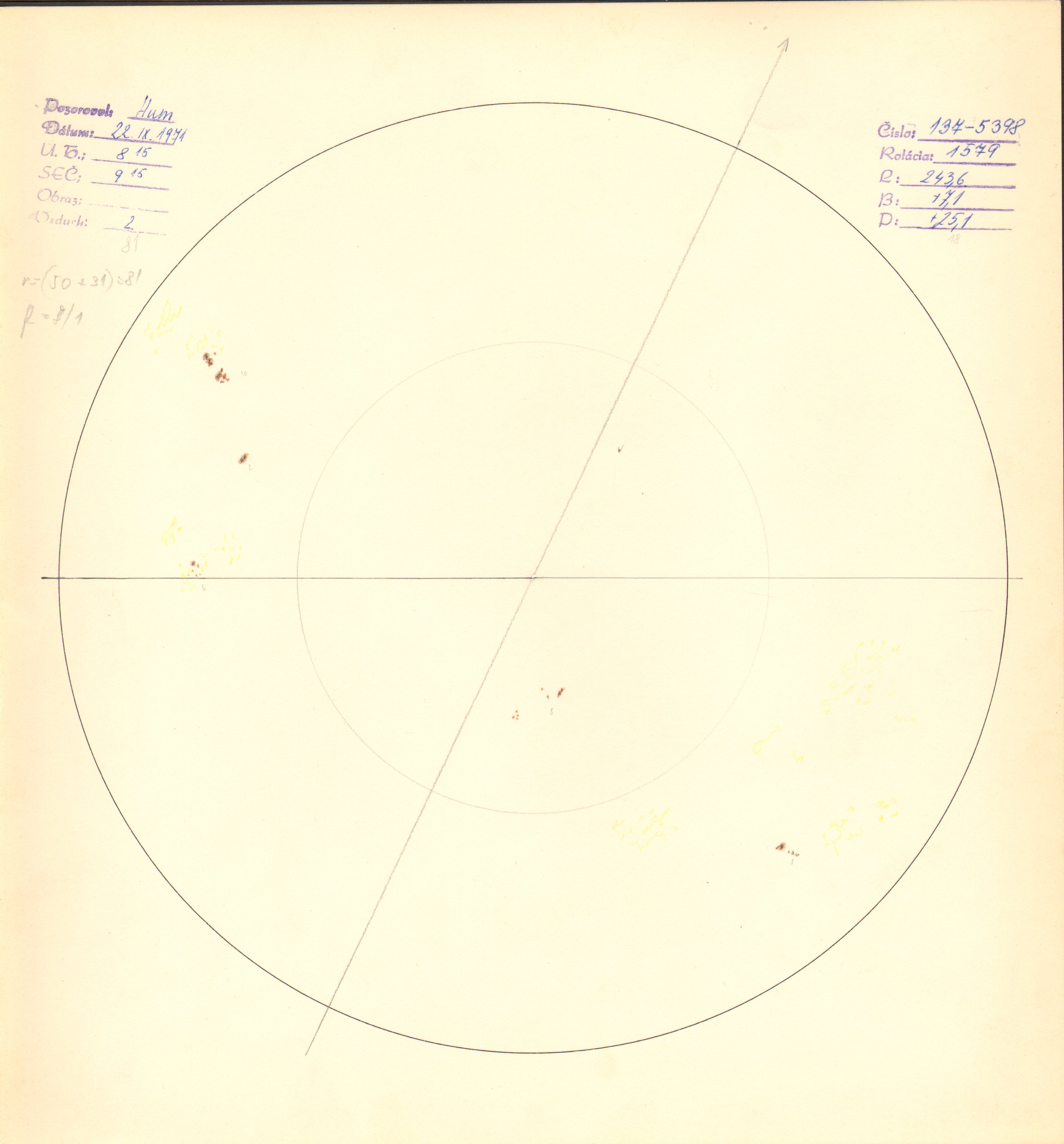 Obrázok zákresu Slnka na deň 22.09.1971