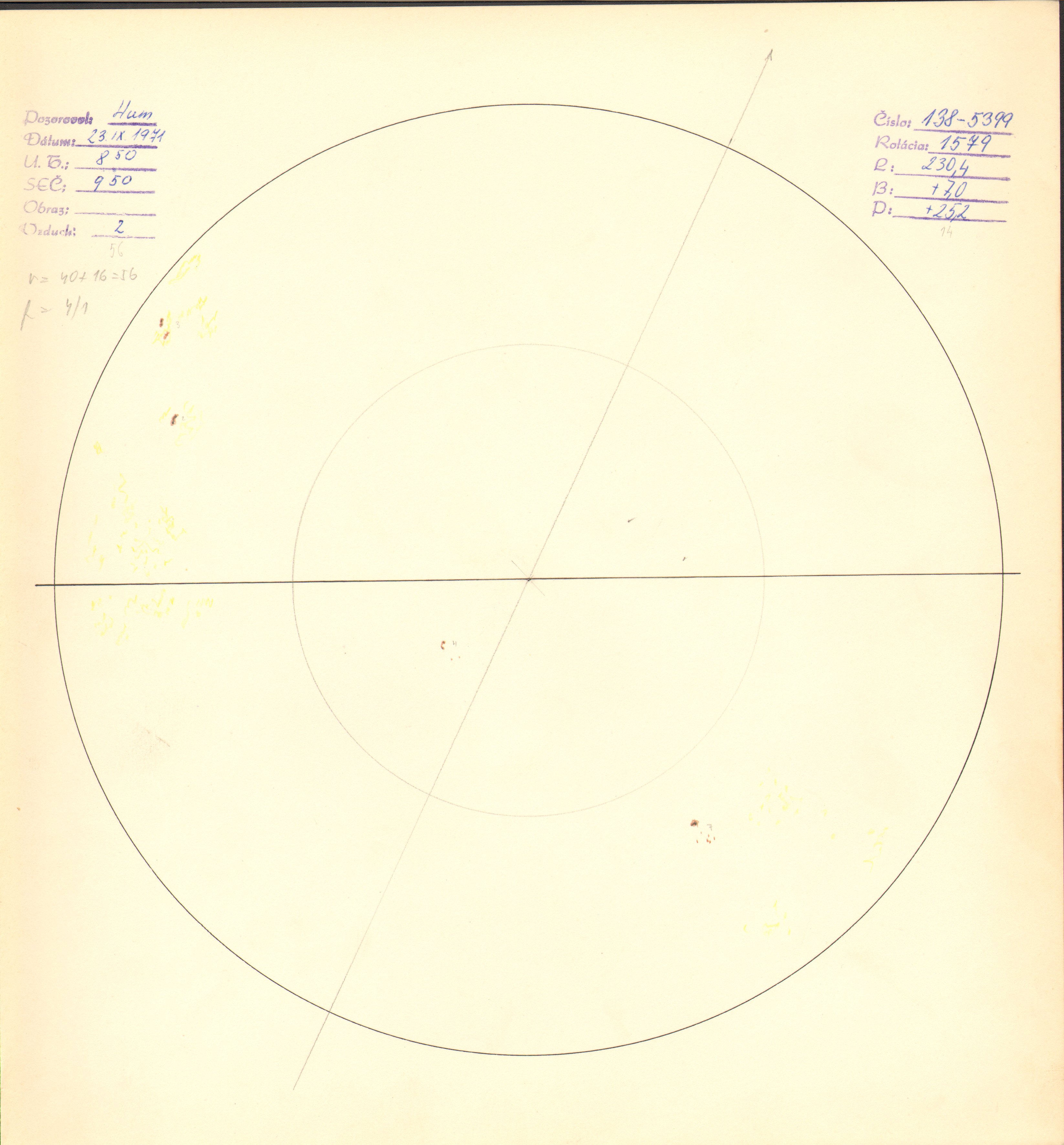 Obrázok zákresu Slnka na deň 23.09.1971