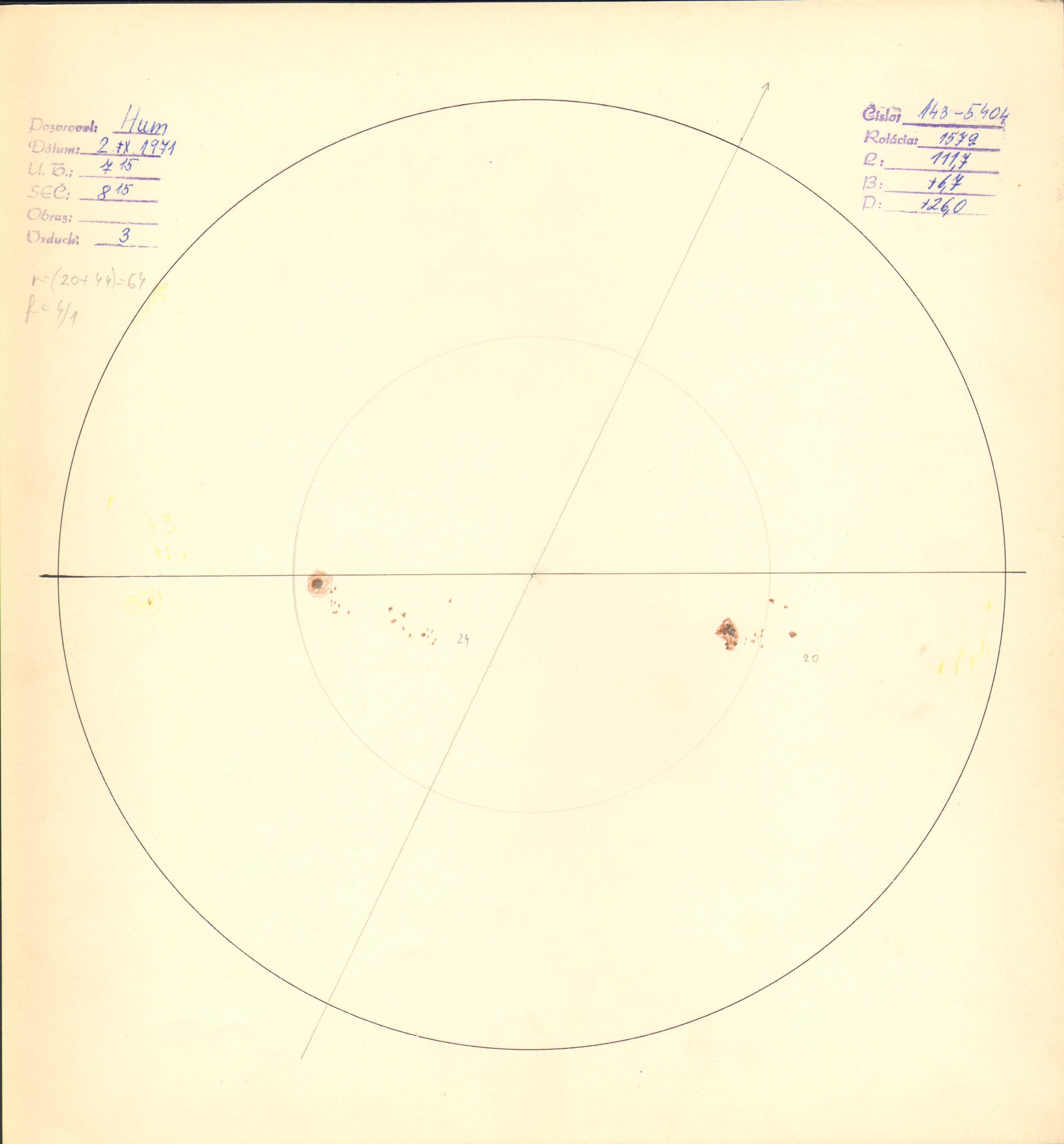 Obrázok zákresu Slnka na deň 02.10.1971