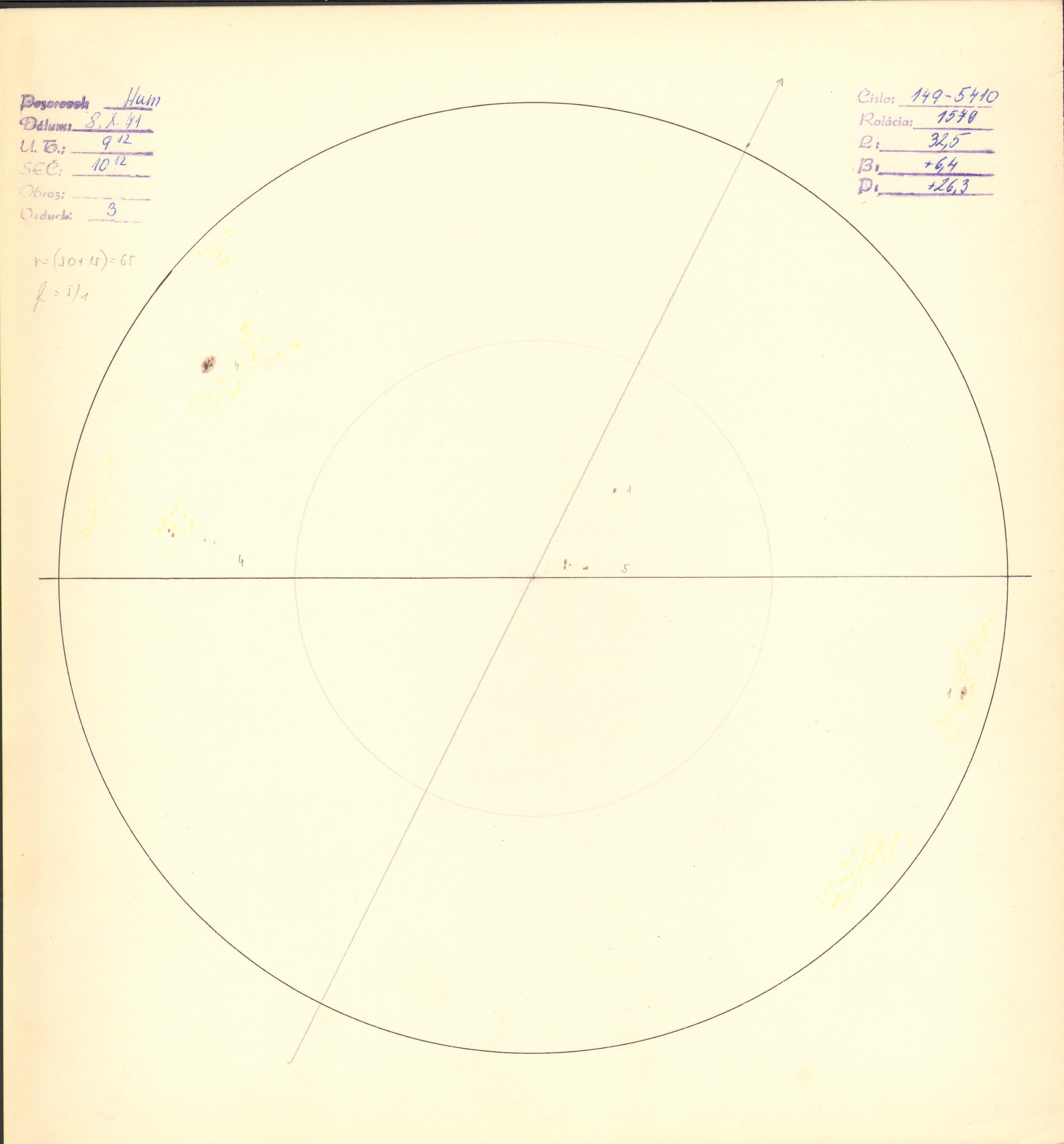 Obrázok zákresu Slnka na deň 08.10.1971