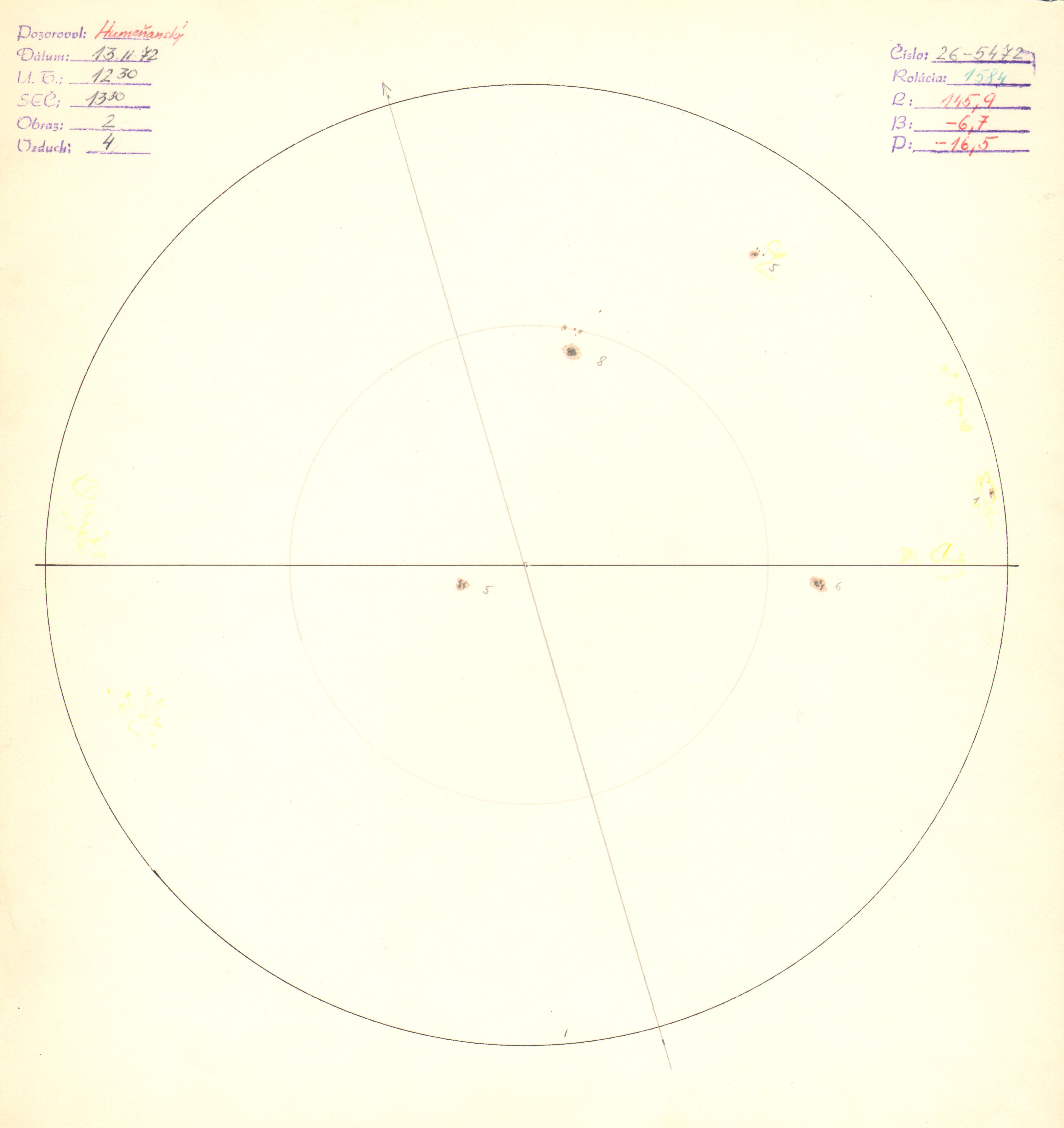 Obrázok zákresu Slnka na deň 13.02.1972