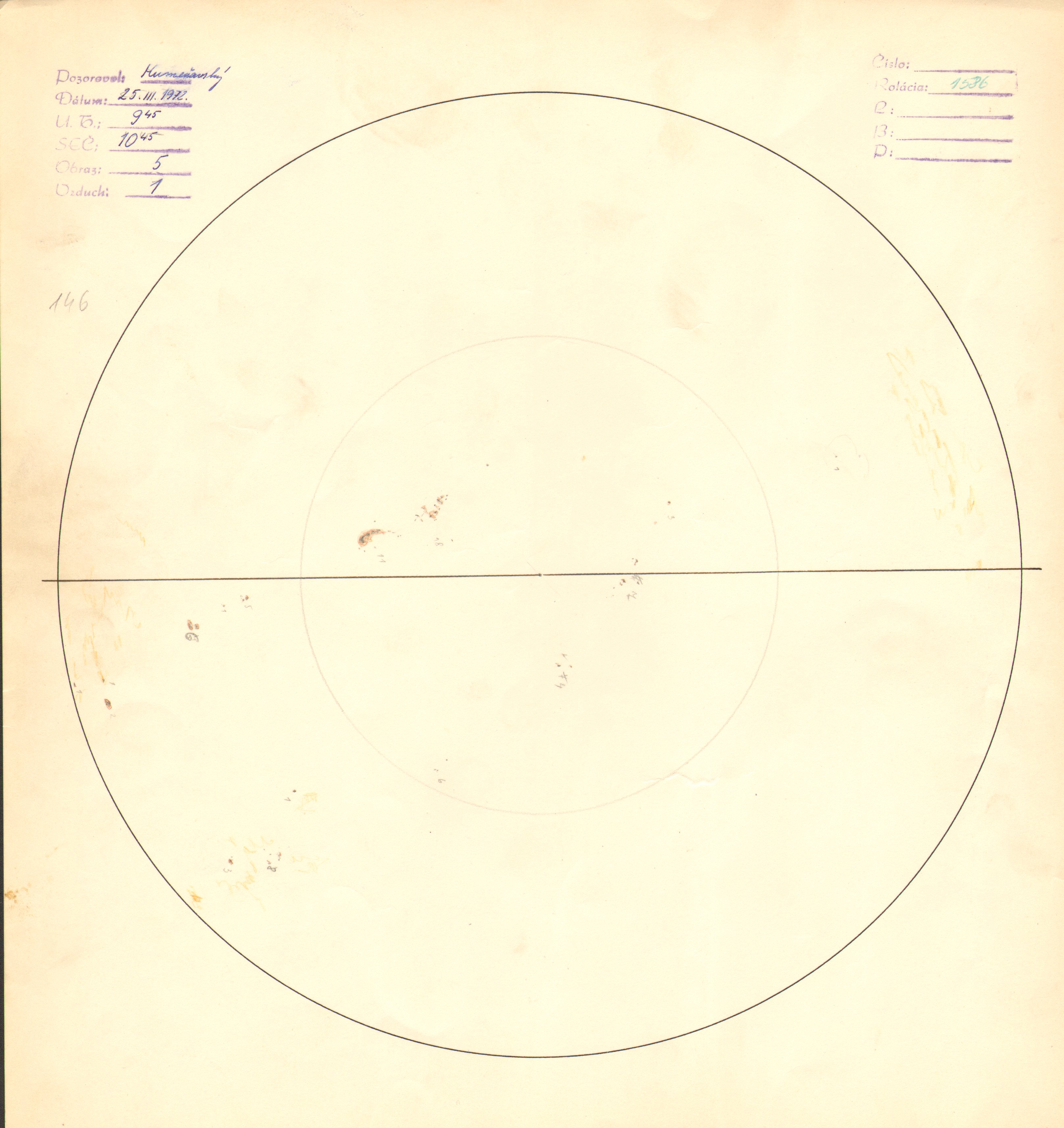 Obrázok zákresu Slnka na deň 25.03.1972