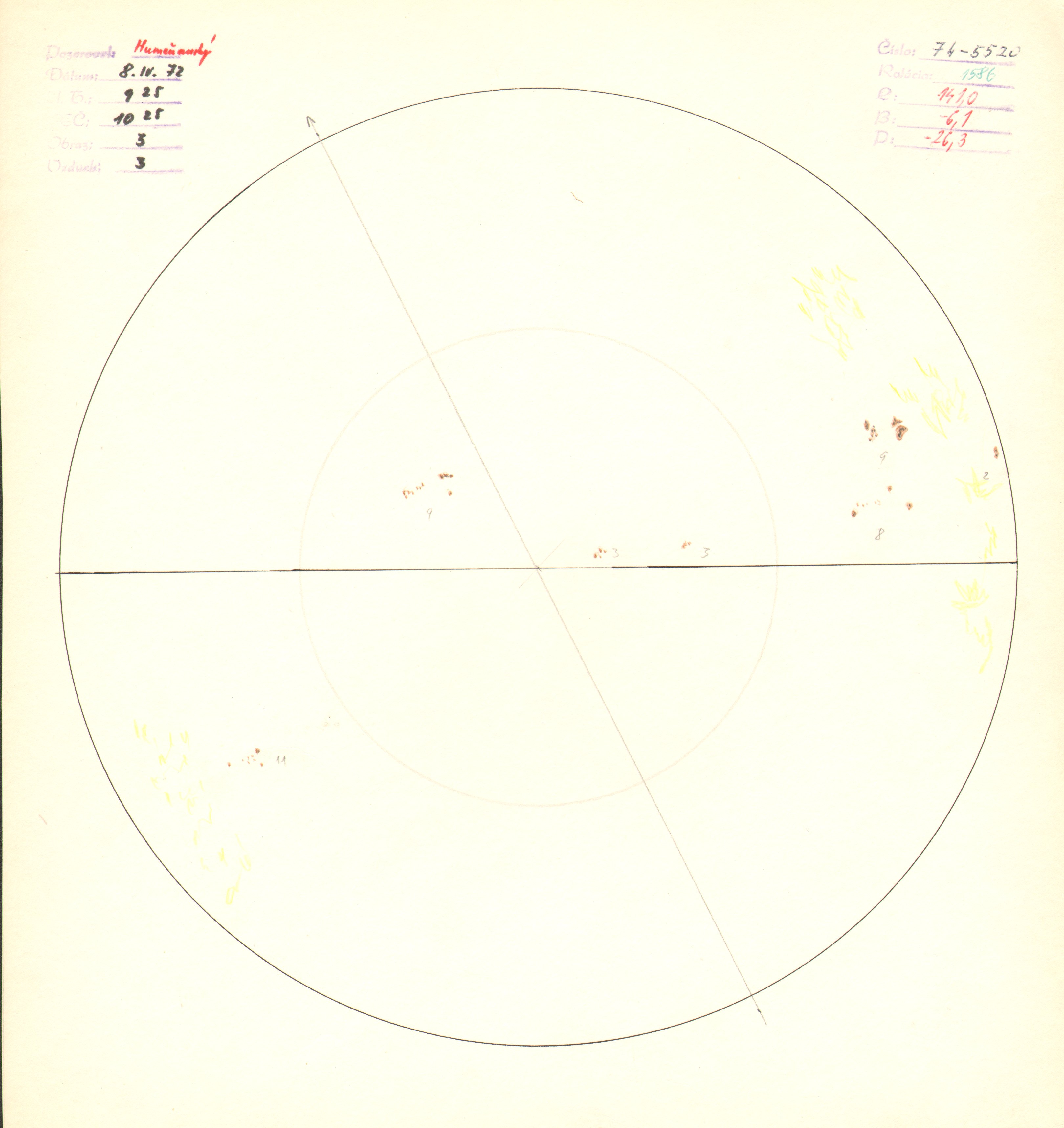 Obrázok zákresu Slnka na deň 08.04.1972
