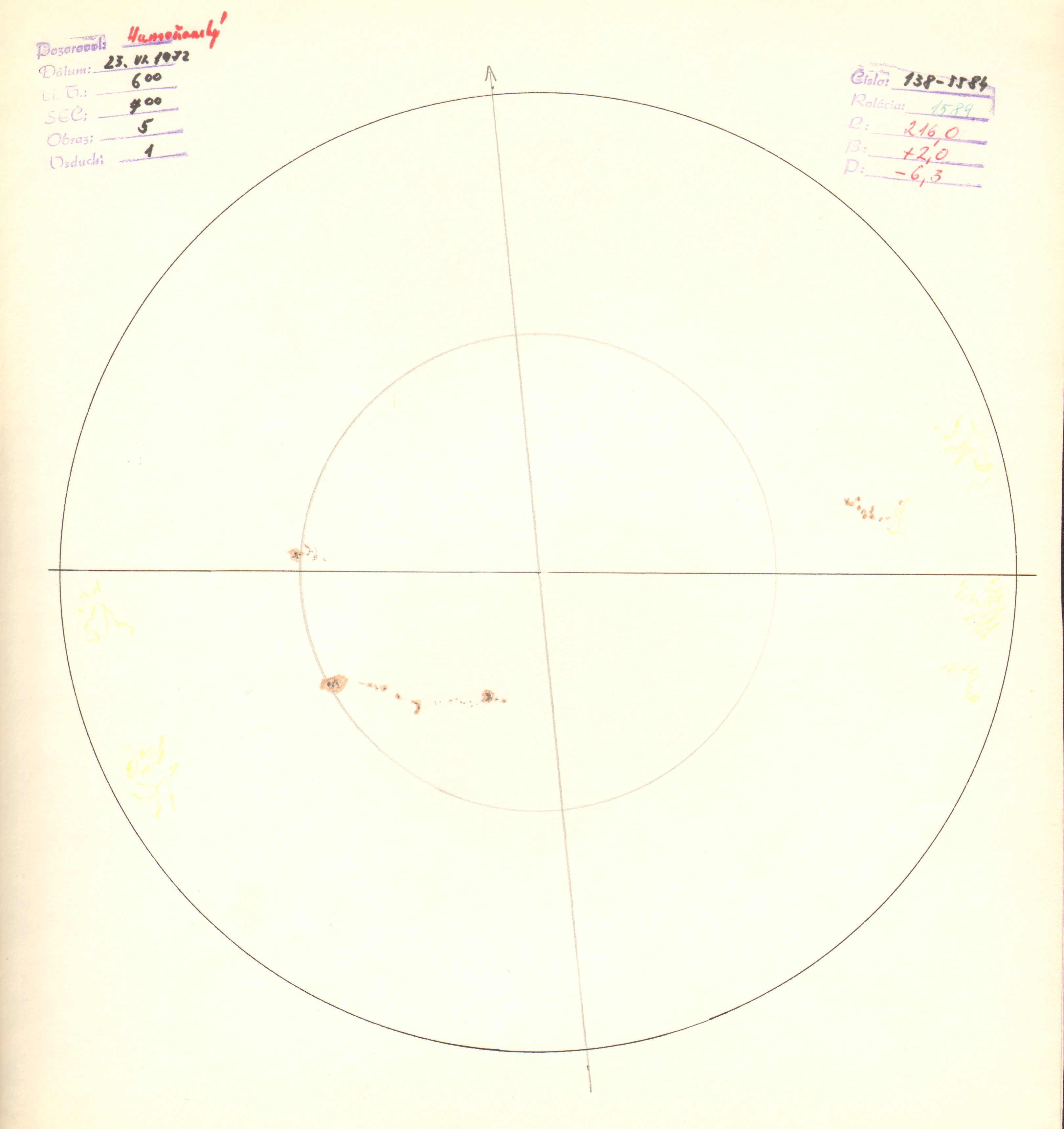 Obrázok zákresu Slnka na deň 23.06.1972