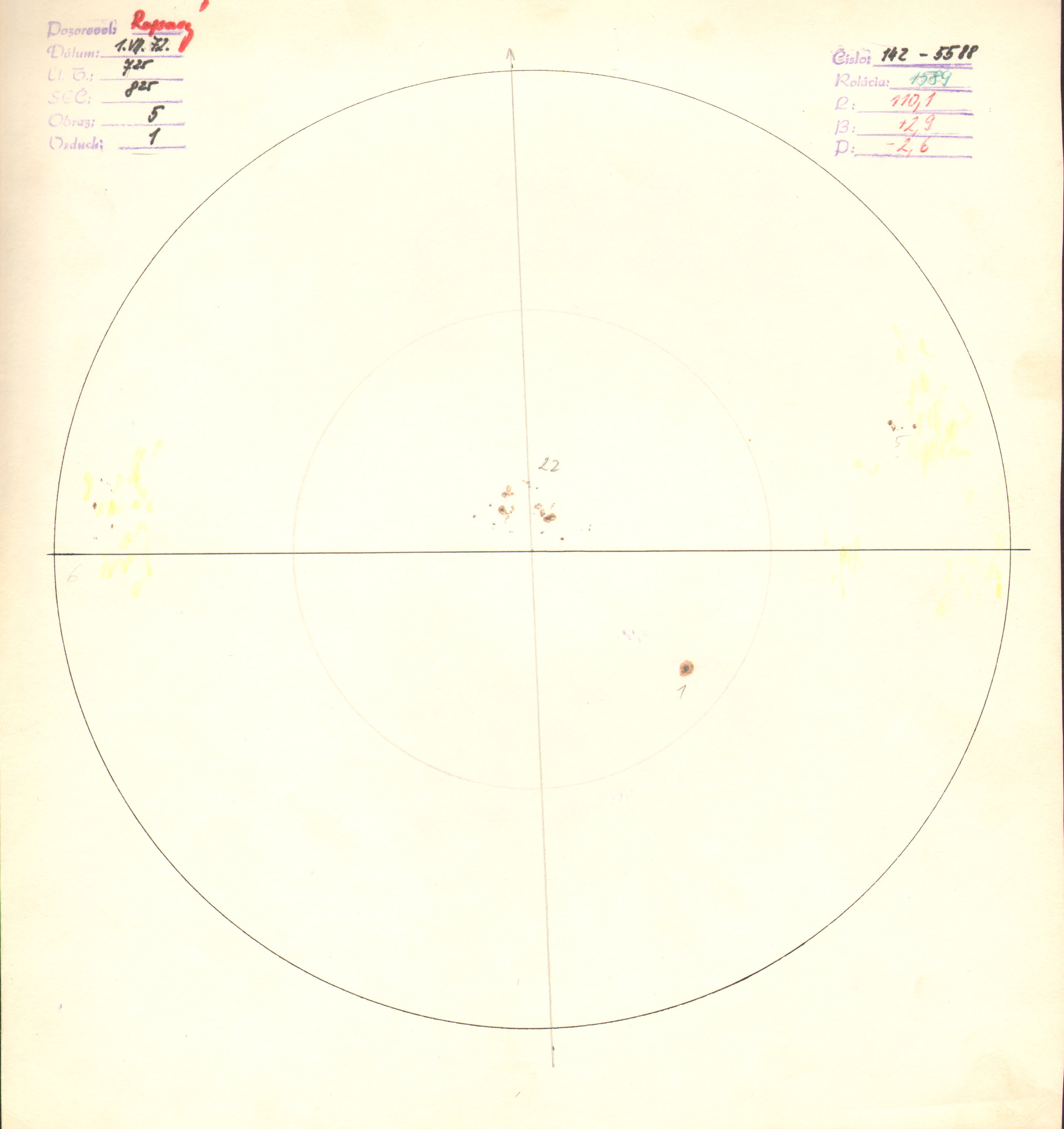 Obrázok zákresu Slnka na deň 01.07.1972