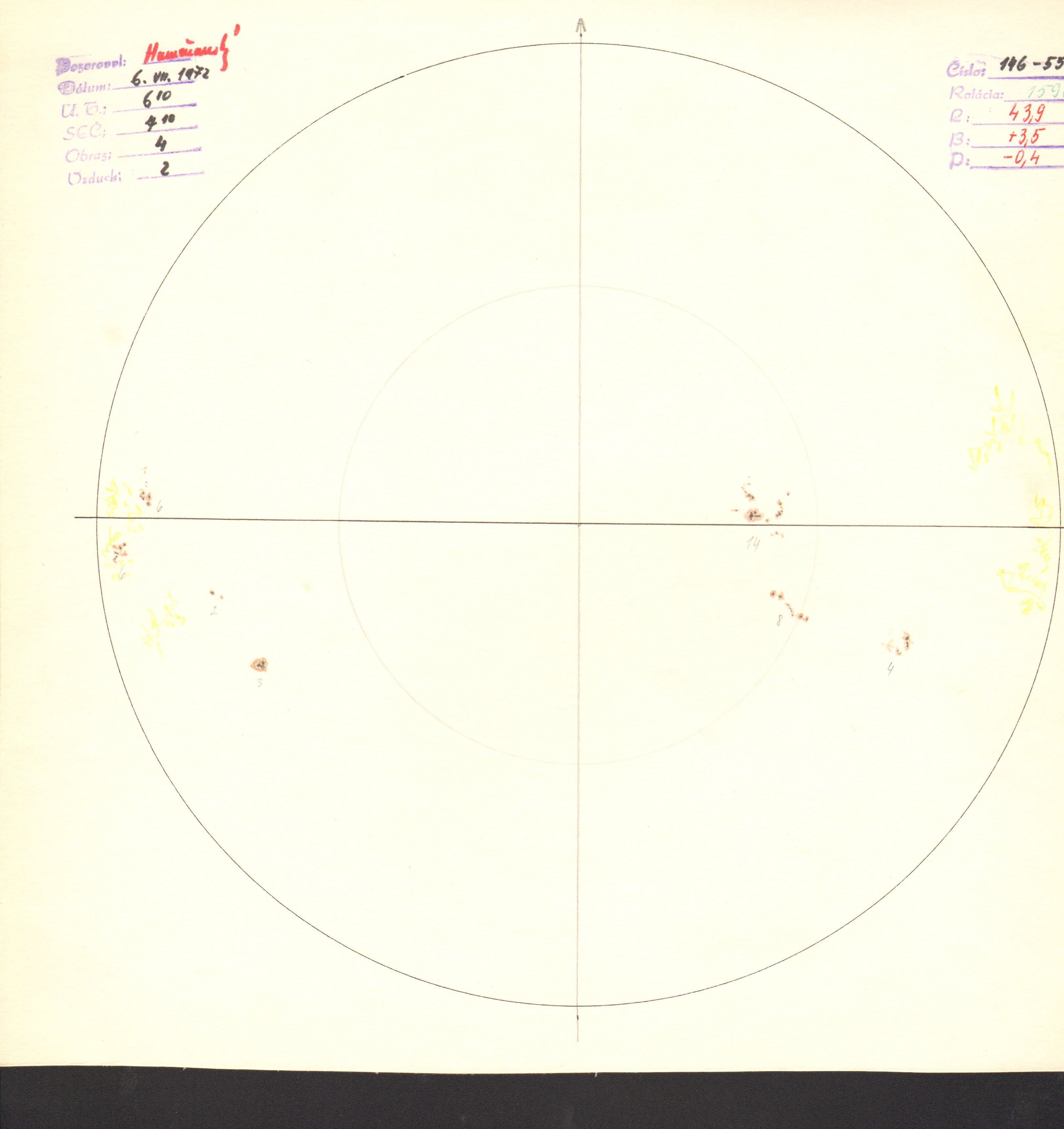 Obrázok zákresu Slnka na deň 06.07.1972