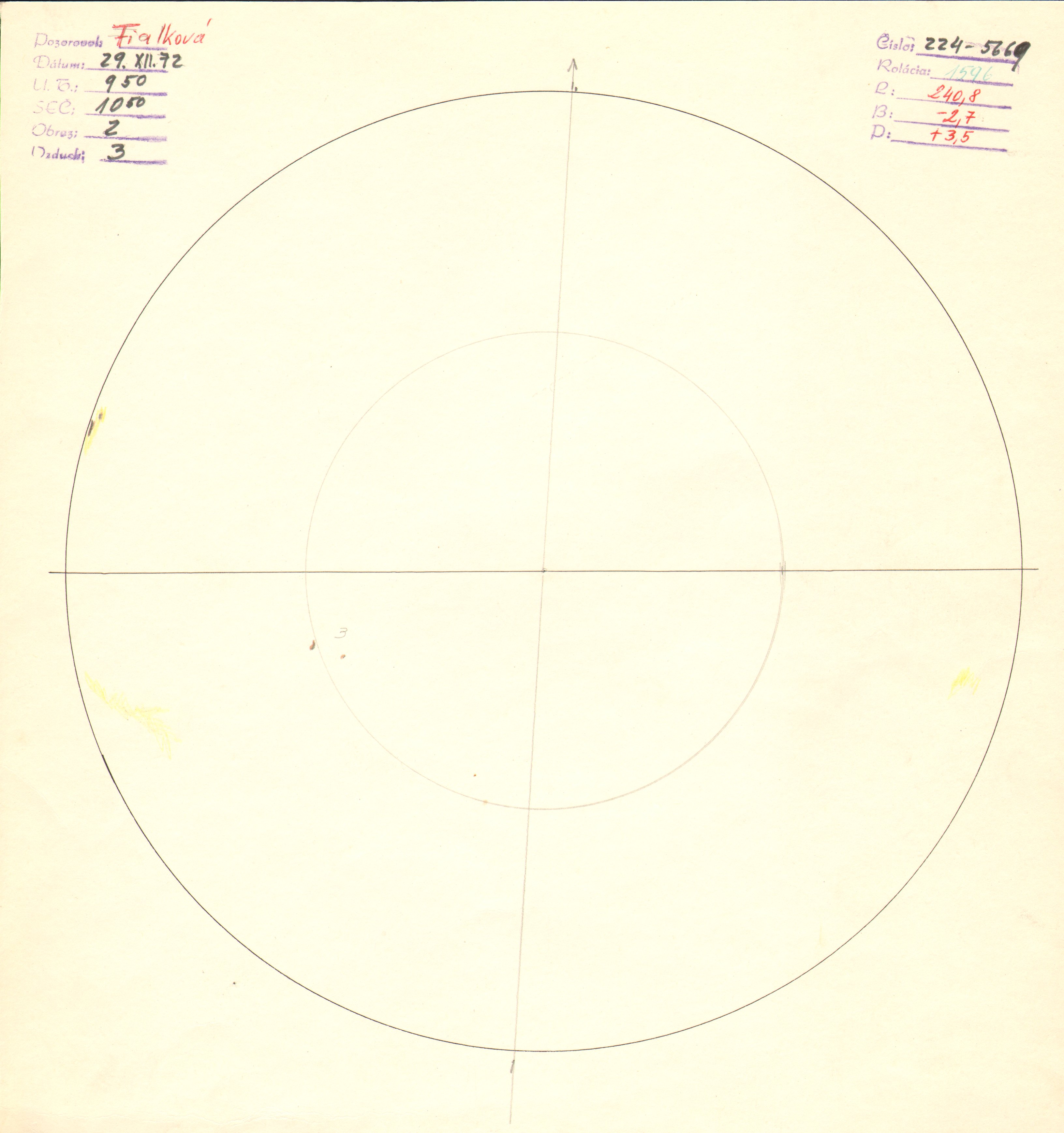 Obrázok zákresu Slnka na deň 29.12.1972