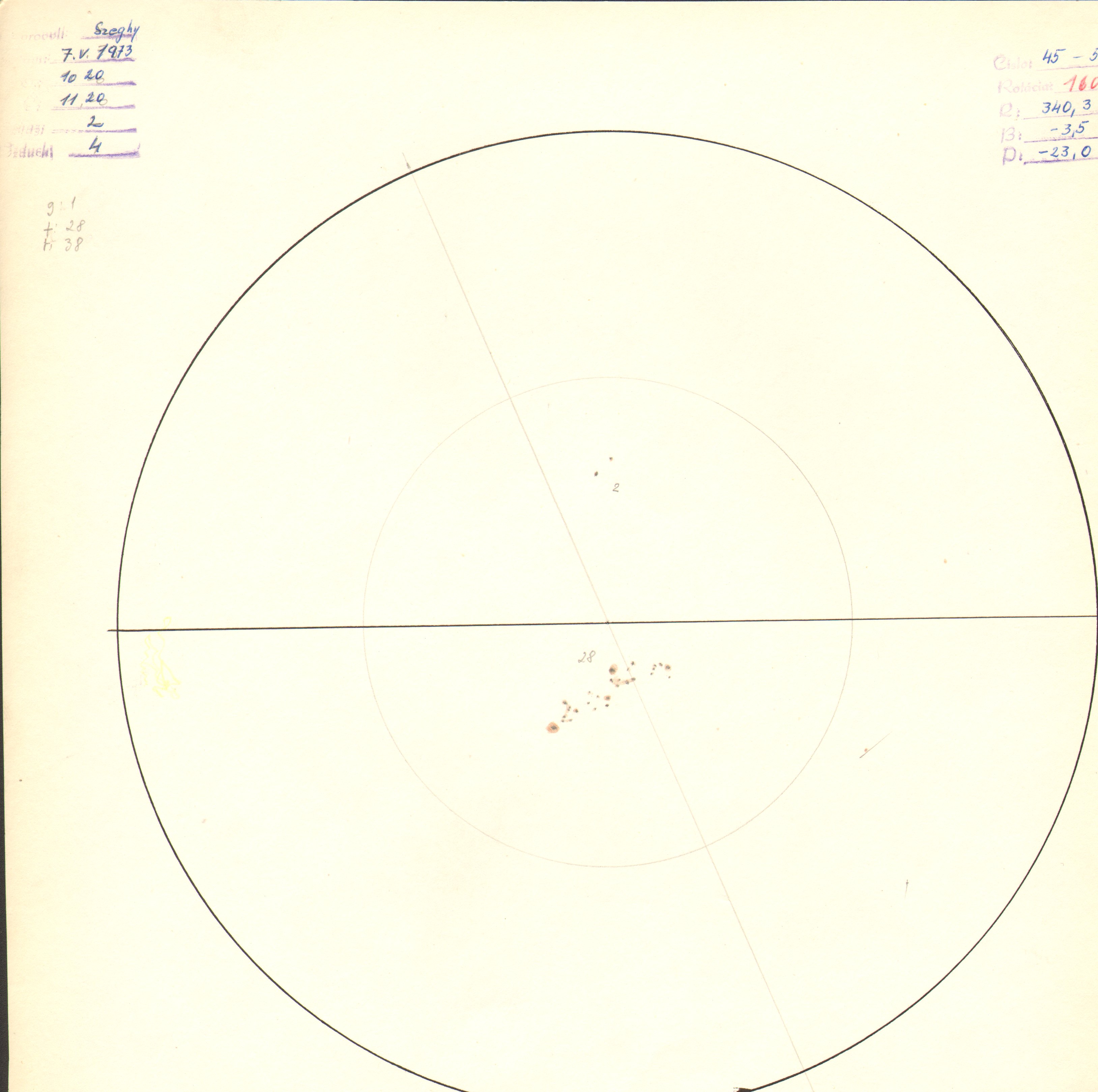 Obrázok zákresu Slnka na deň 07.05.1973