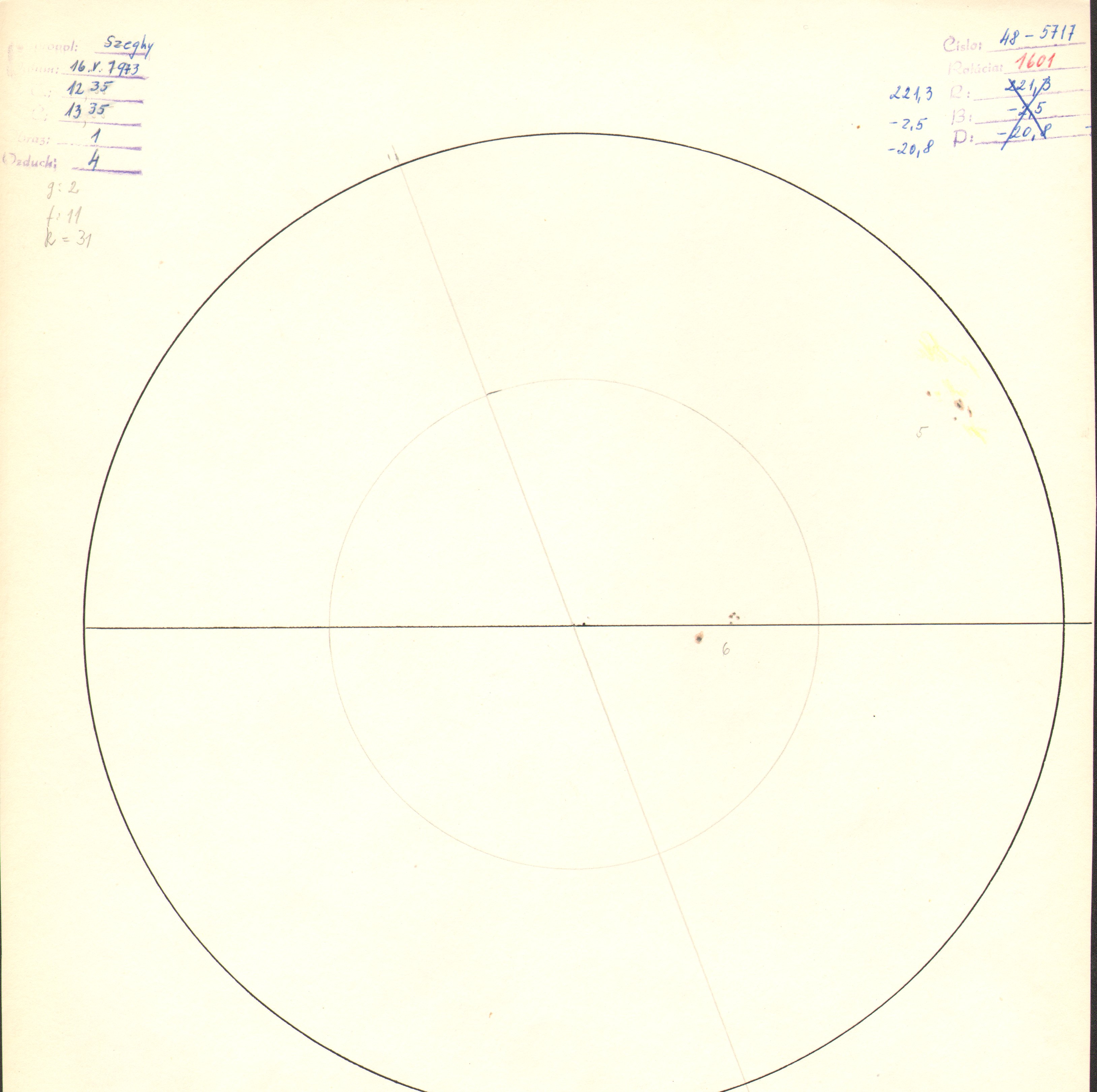 Obrázok zákresu Slnka na deň 16.05.1973
