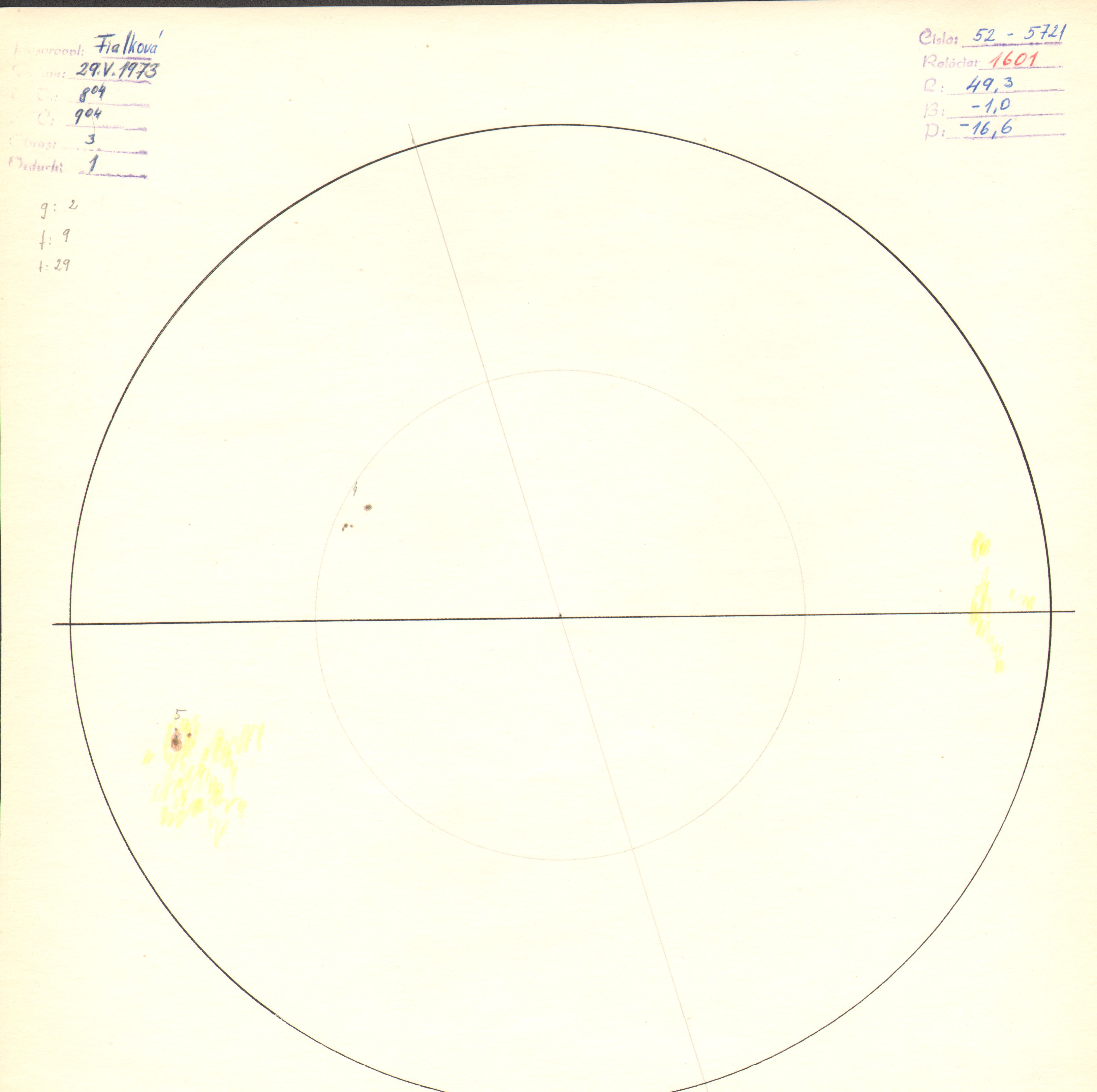 Obrázok zákresu Slnka na deň 29.05.1973
