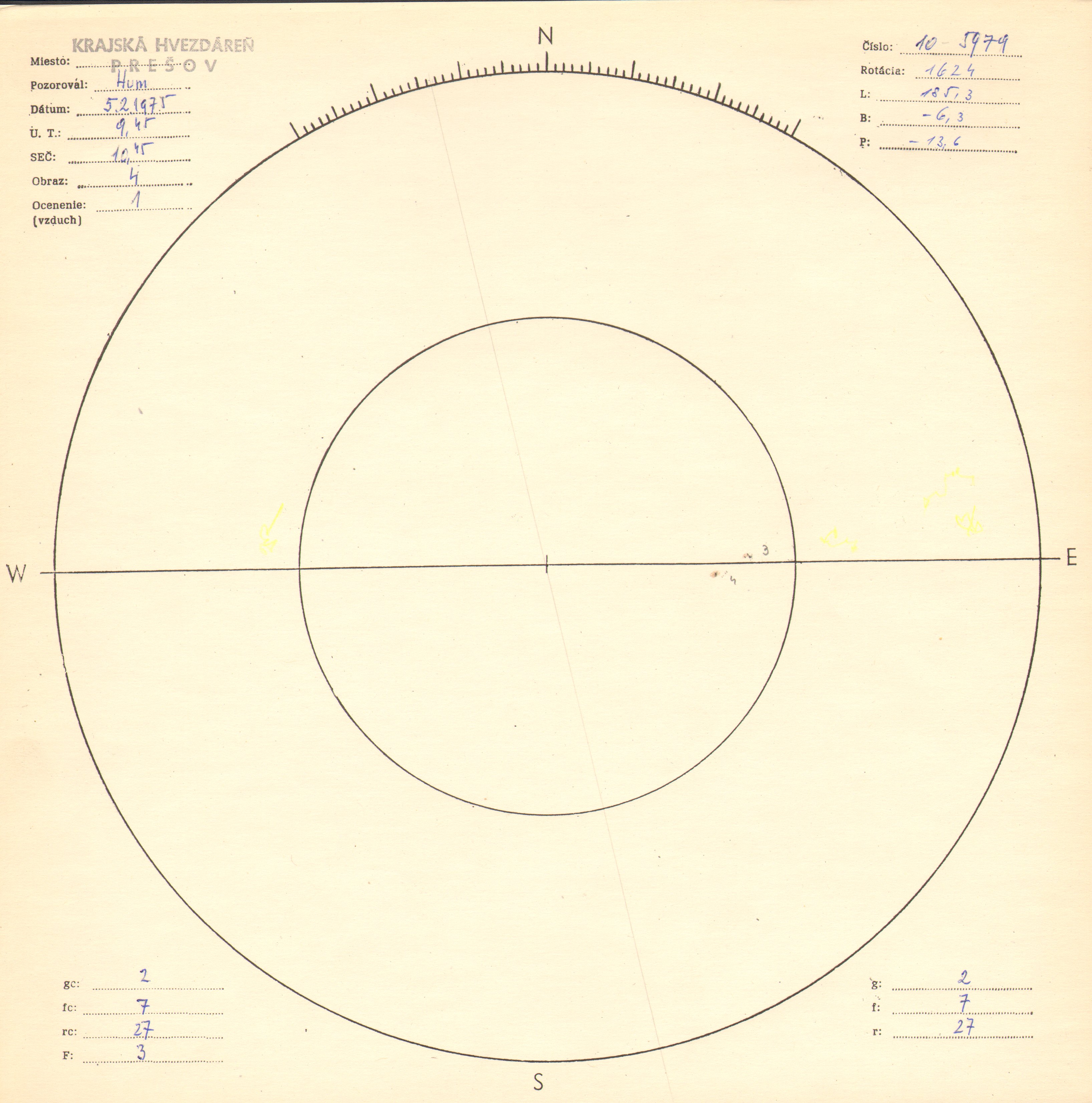 Obrázok zákresu Slnka na deň 05.02.1975