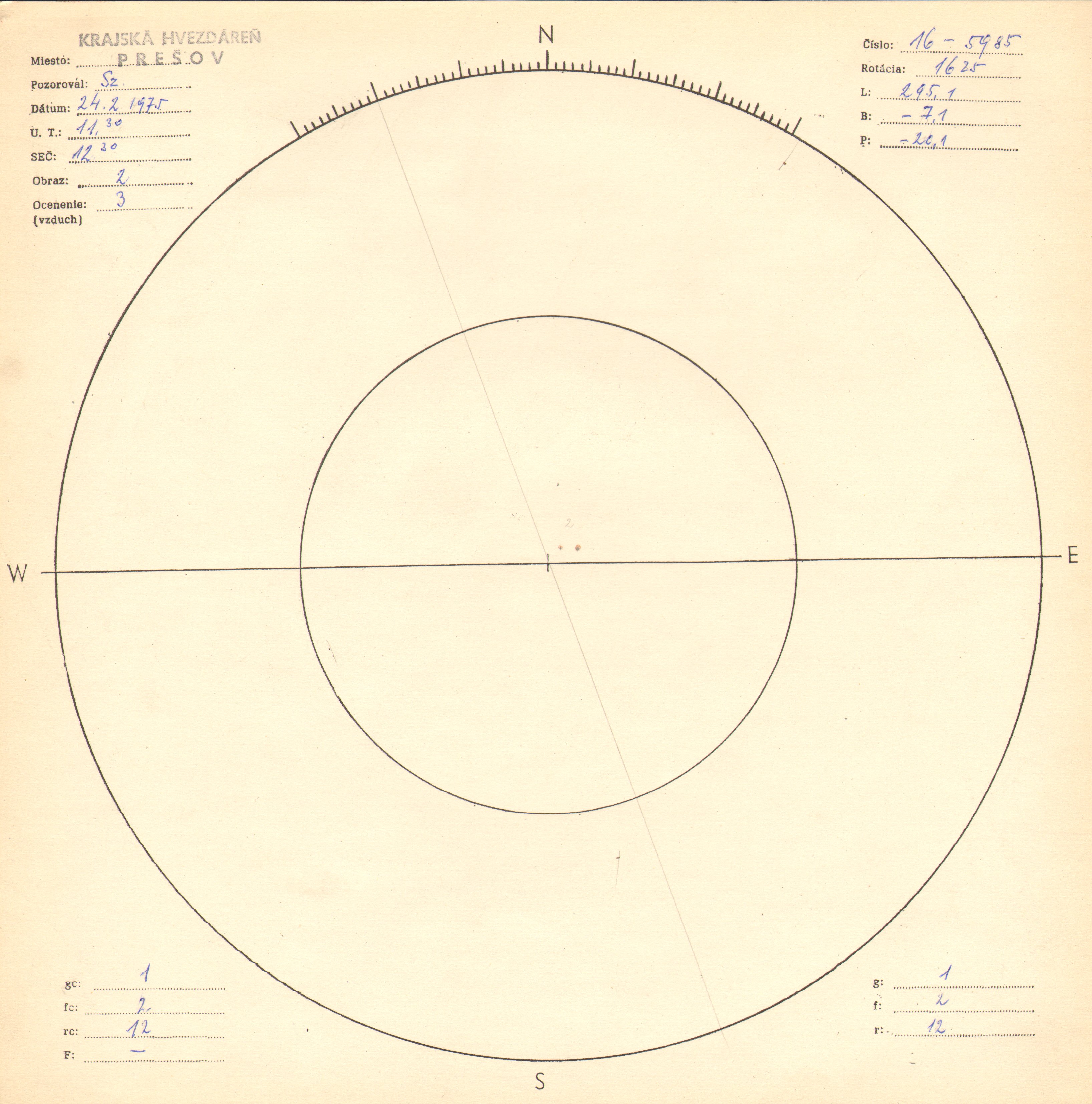 Obrázok zákresu Slnka na deň 24.02.1975
