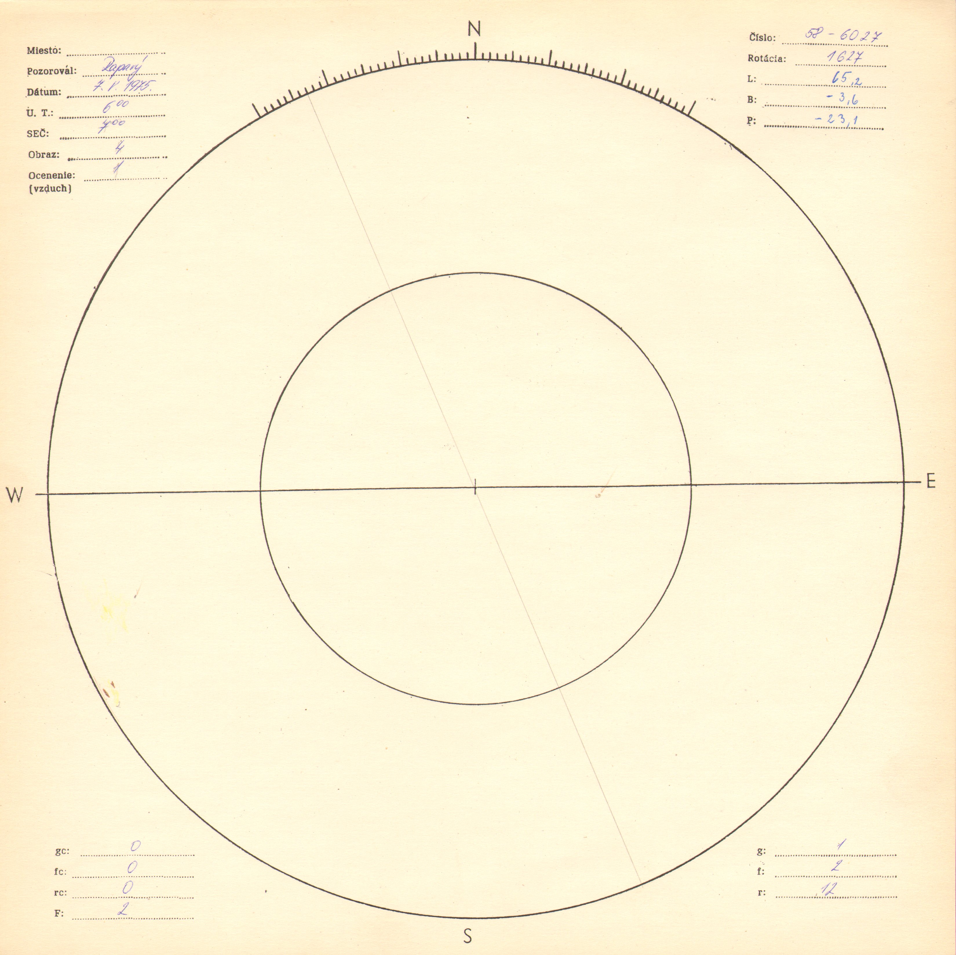 Obrázok zákresu Slnka na deň 07.05.1975