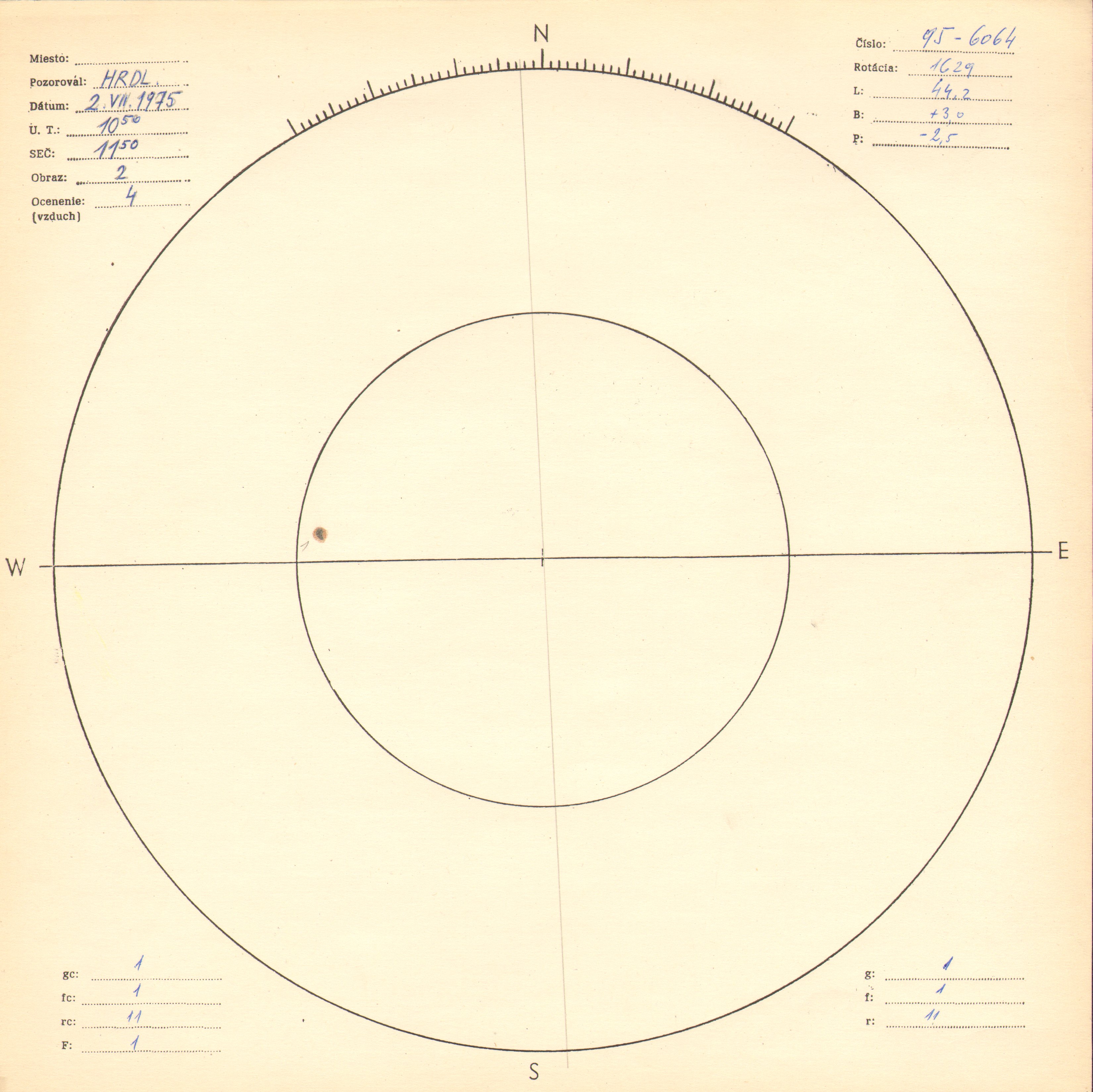 Obrázok zákresu Slnka na deň 02.07.1975
