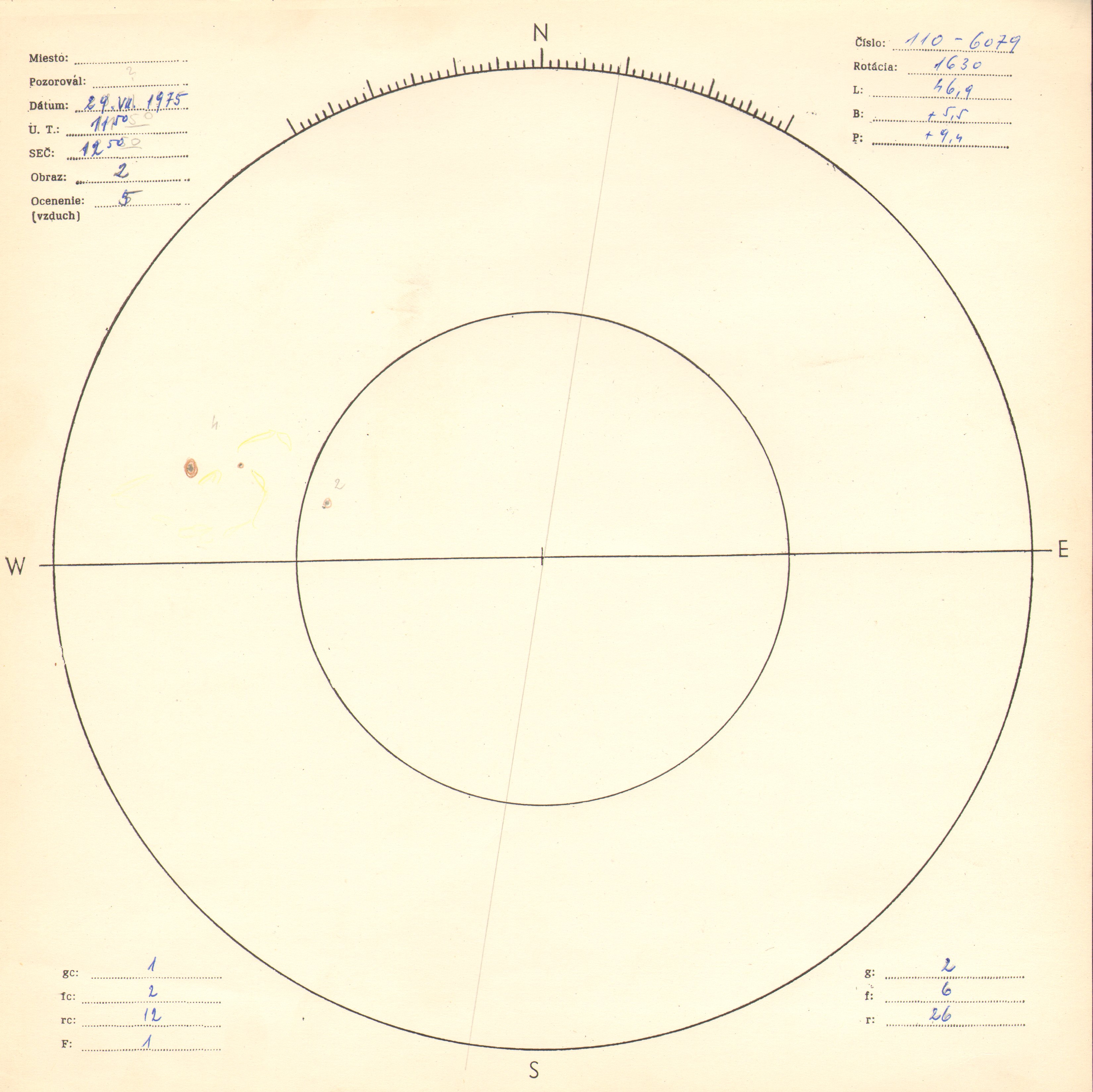 Obrázok zákresu Slnka na deň 29.07.1975