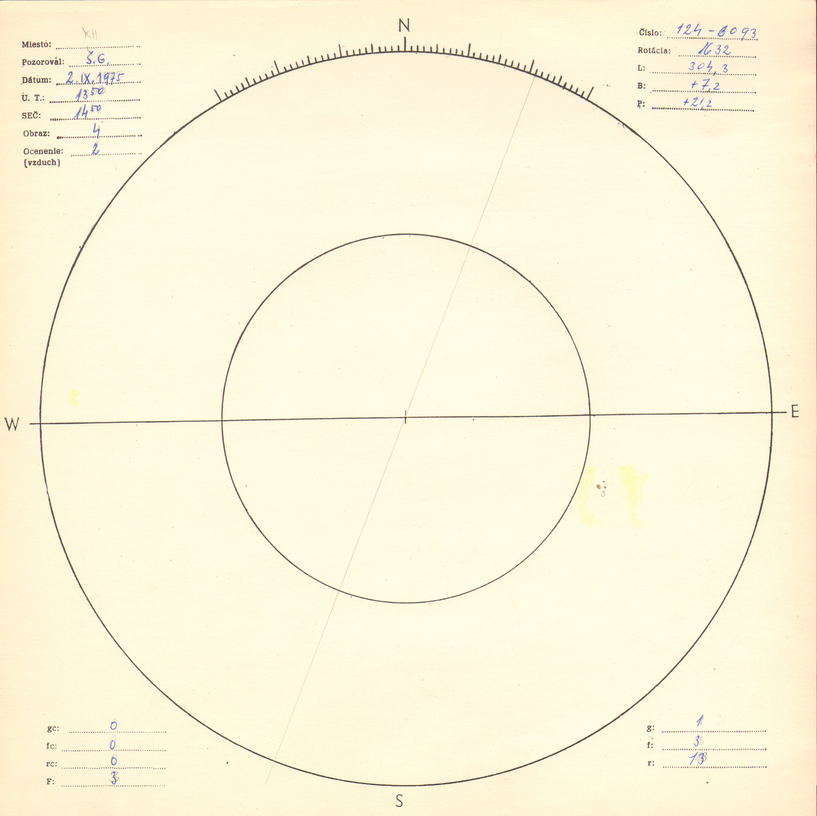 Obrázok zákresu Slnka na deň 02.09.1975