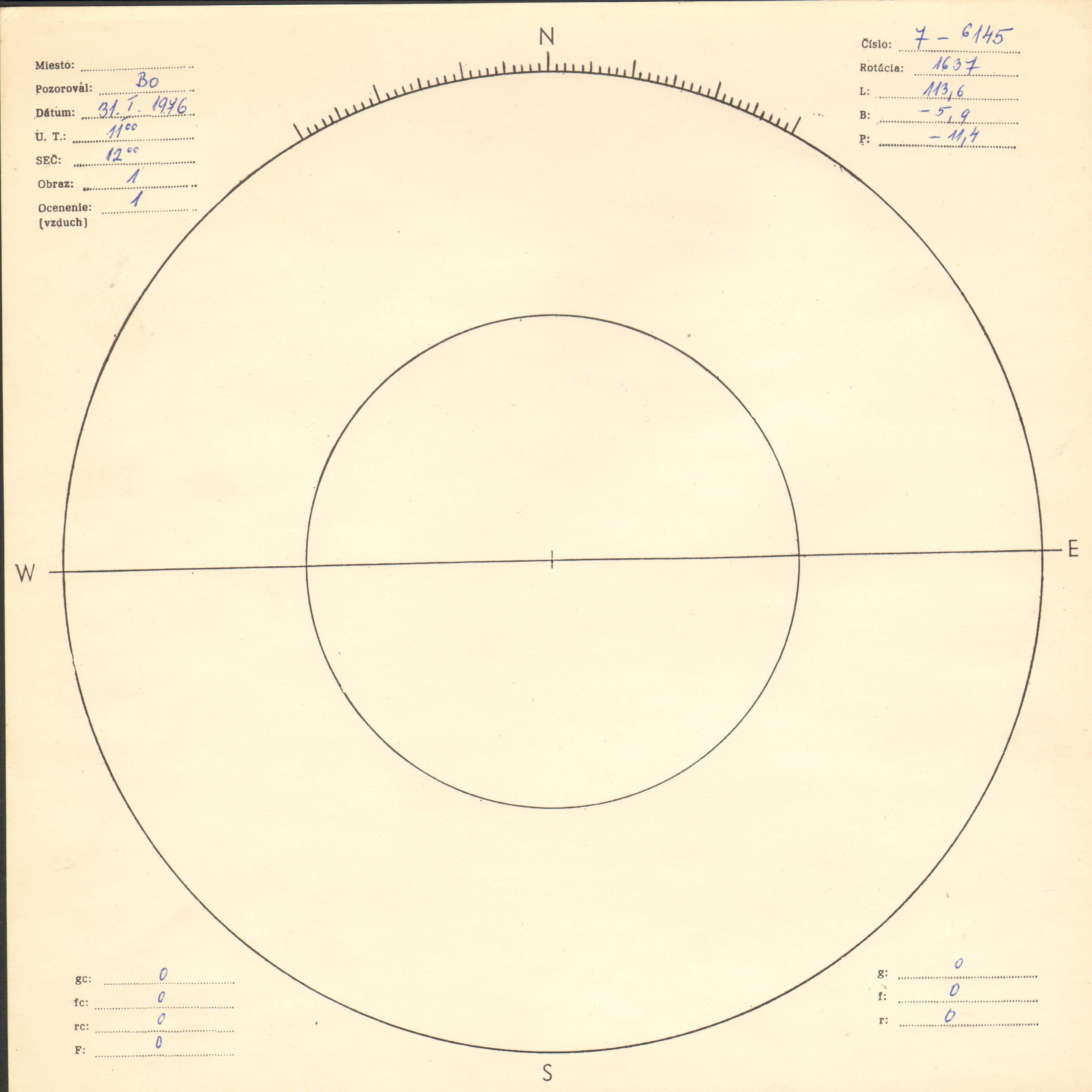 Obrázok zákresu Slnka na deň 31.01.1976